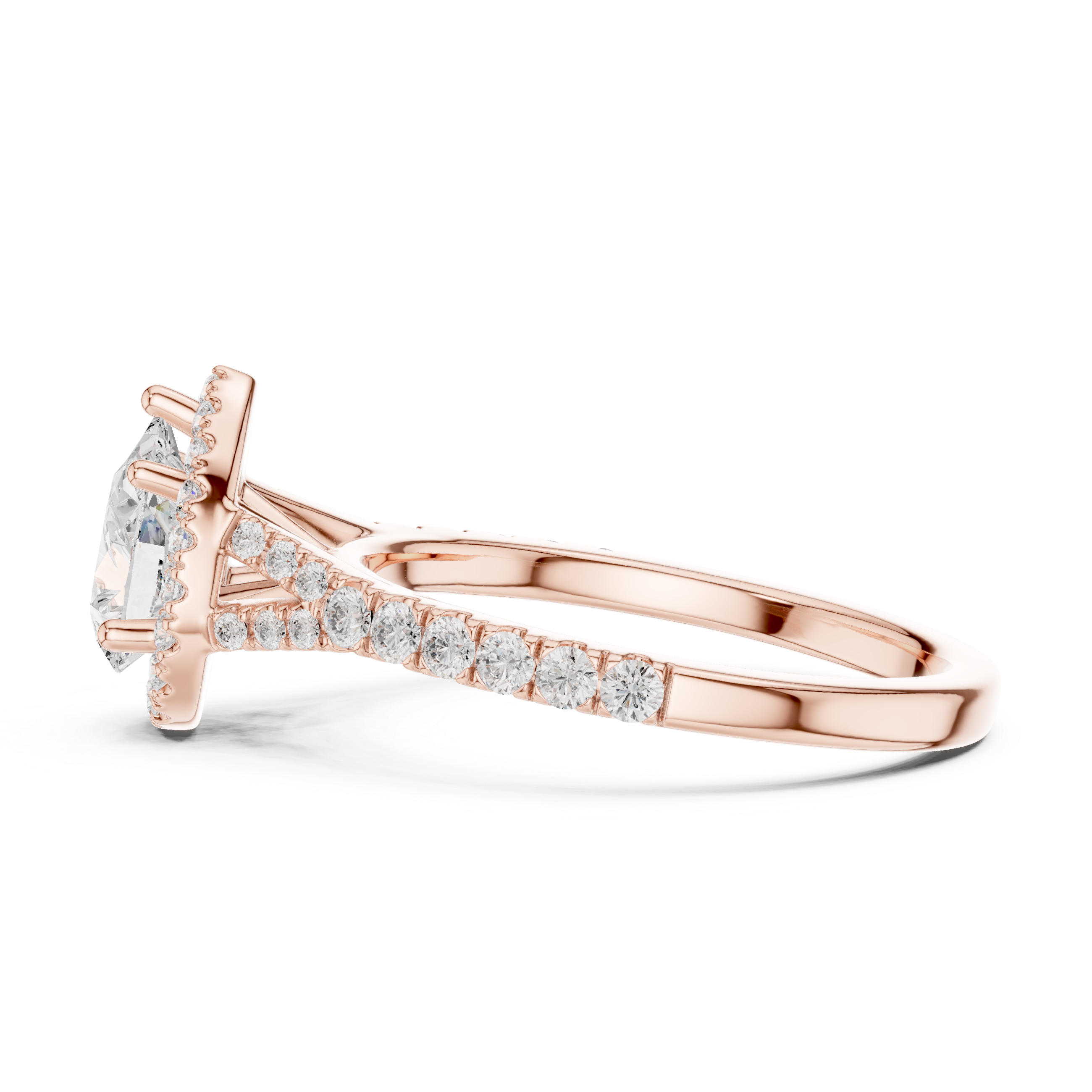 Pear Cut Engagement Ring with Halo, Diamond Accent Band Ring, White Gold Wedding Ring, Elegant Gift