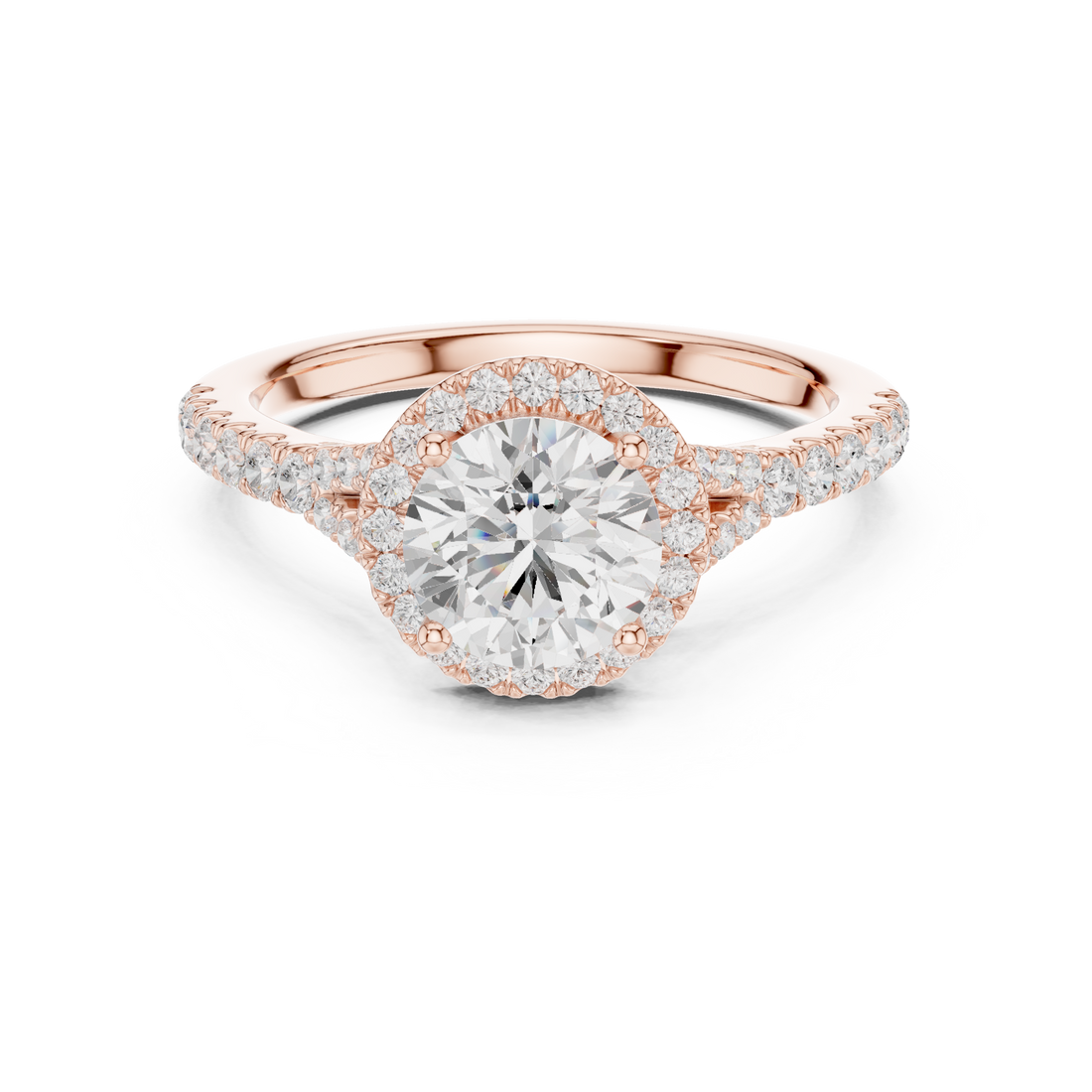Daily Wear Halo Round Diamond Ring with Slim Pavé Band
