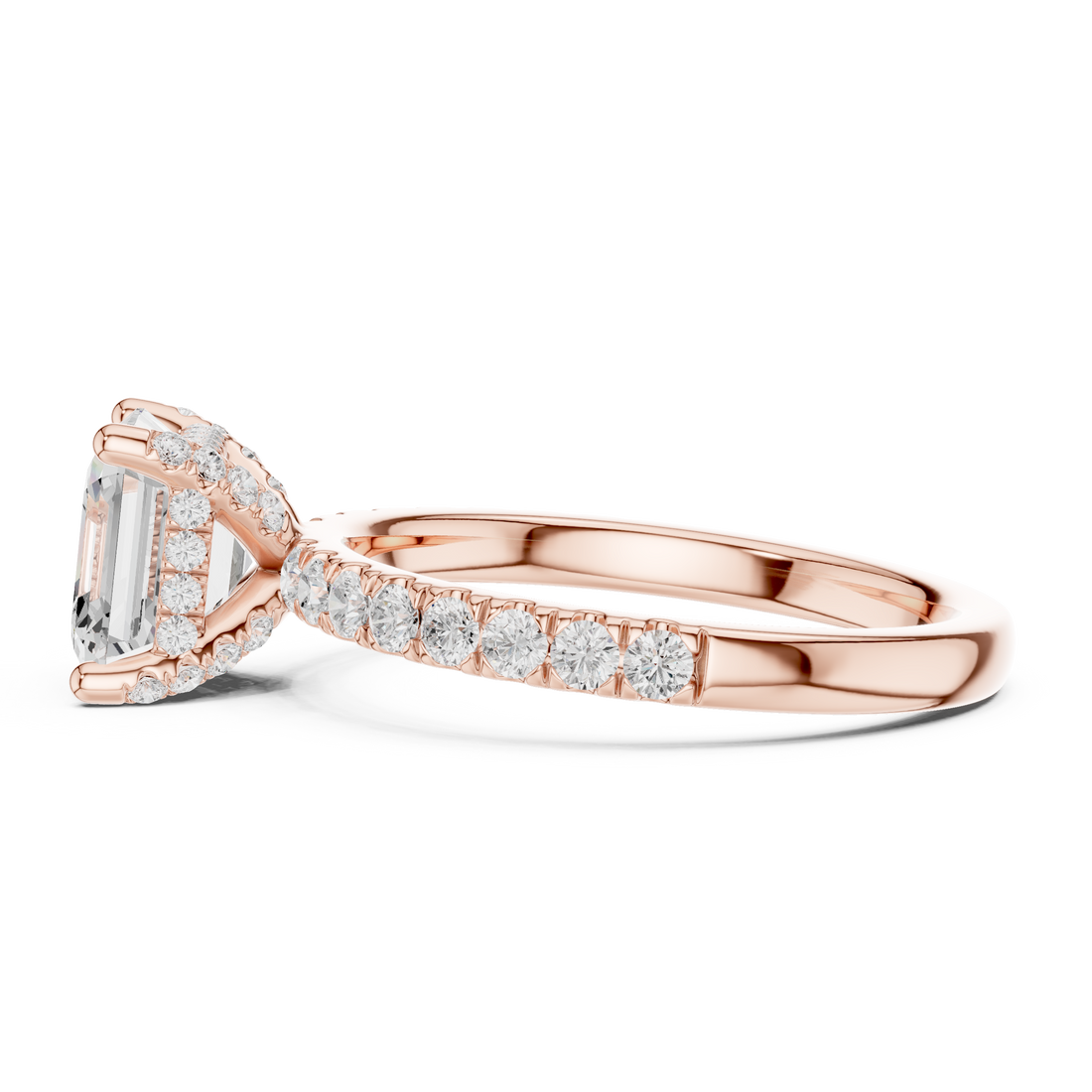 High-End Hidden Halo Diamond Ring with Elegant Pavé Setting