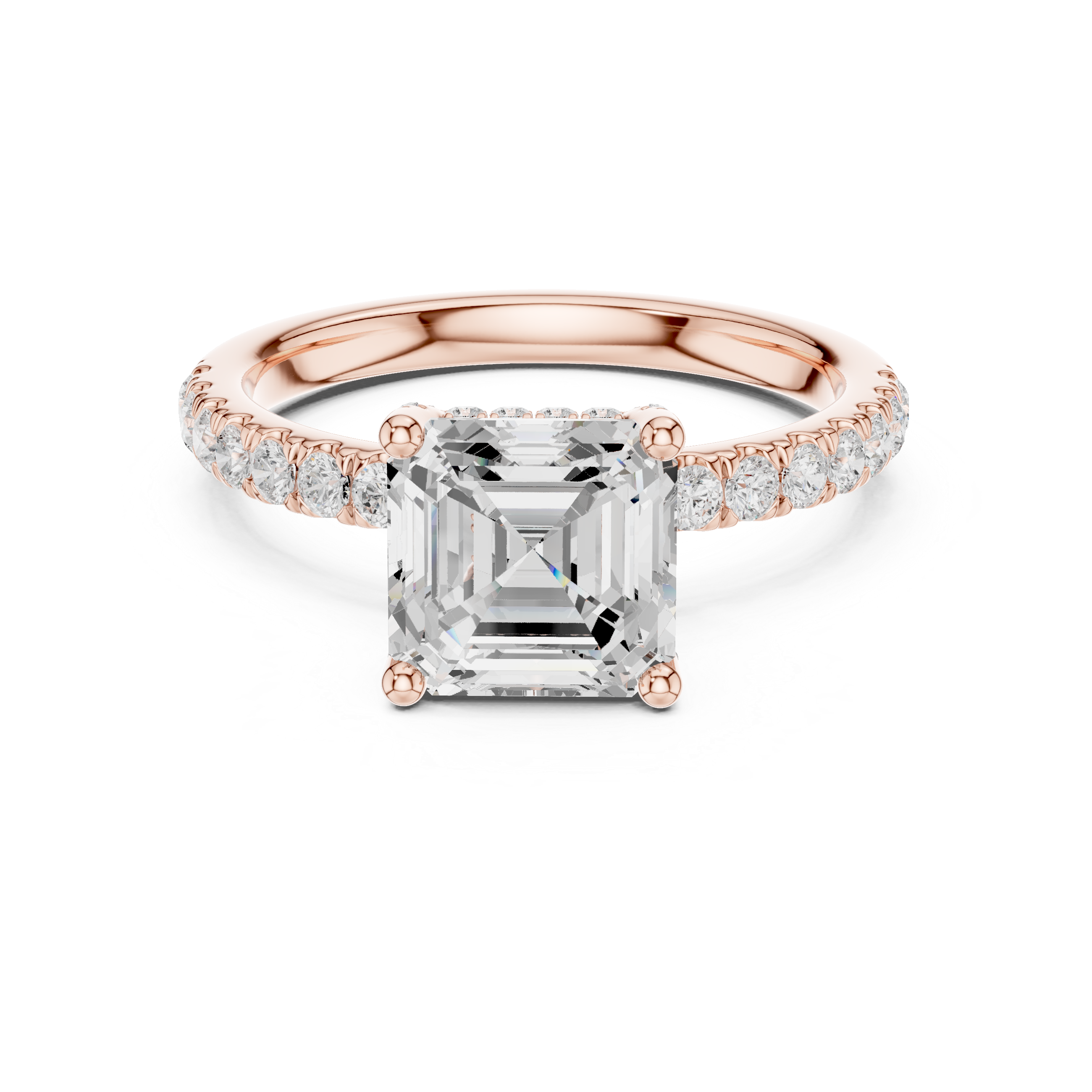 High-End Hidden Halo Diamond Ring with Elegant Pavé Setting