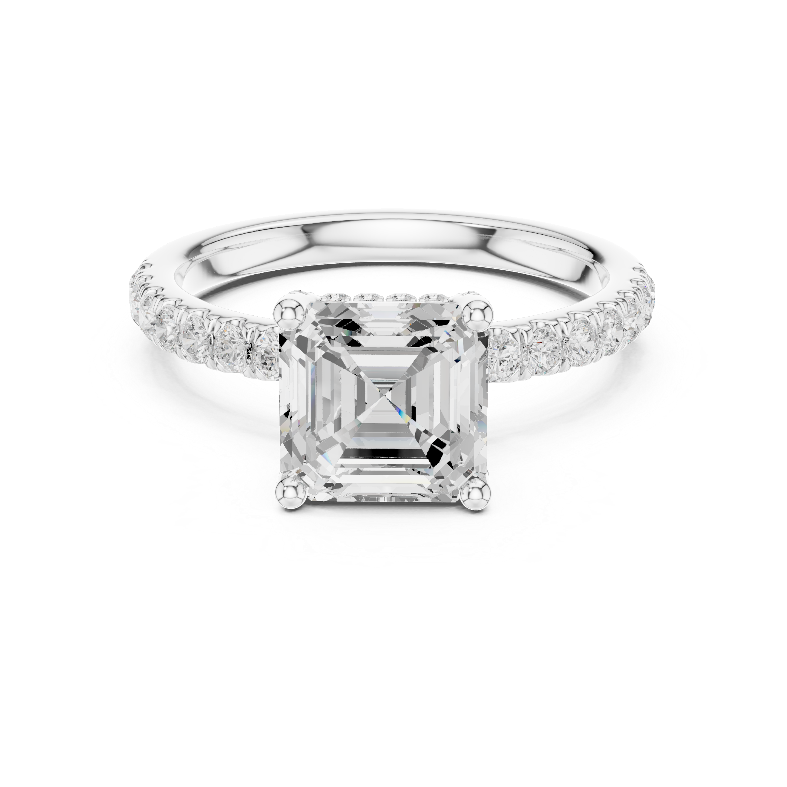 High-End Hidden Halo Diamond Ring with Elegant Pavé Setting