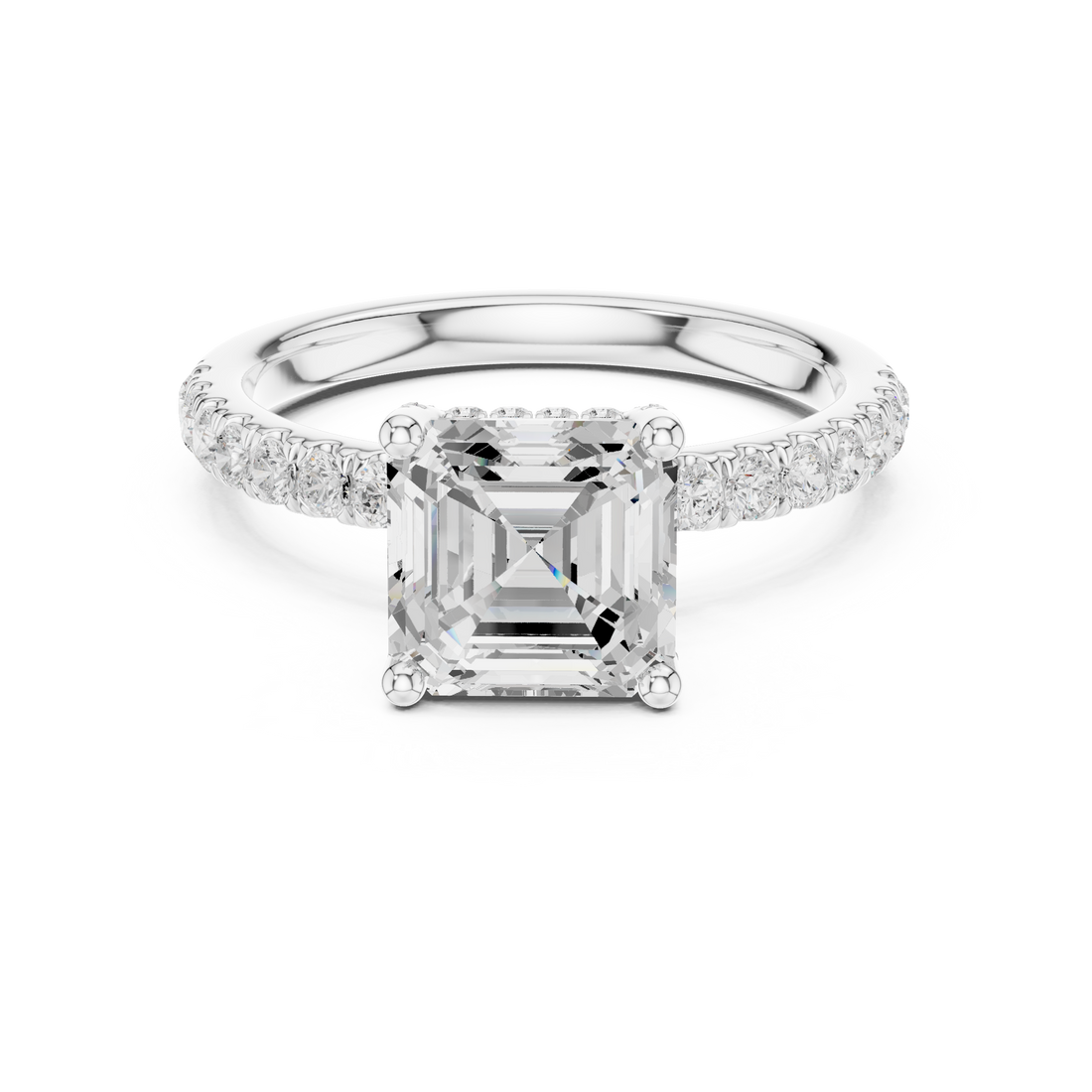 High-End Hidden Halo Diamond Ring with Elegant Pavé Setting