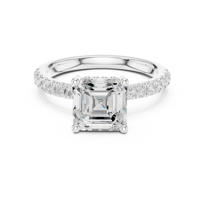 High-End Hidden Halo Diamond Ring with Elegant Pavé Setting