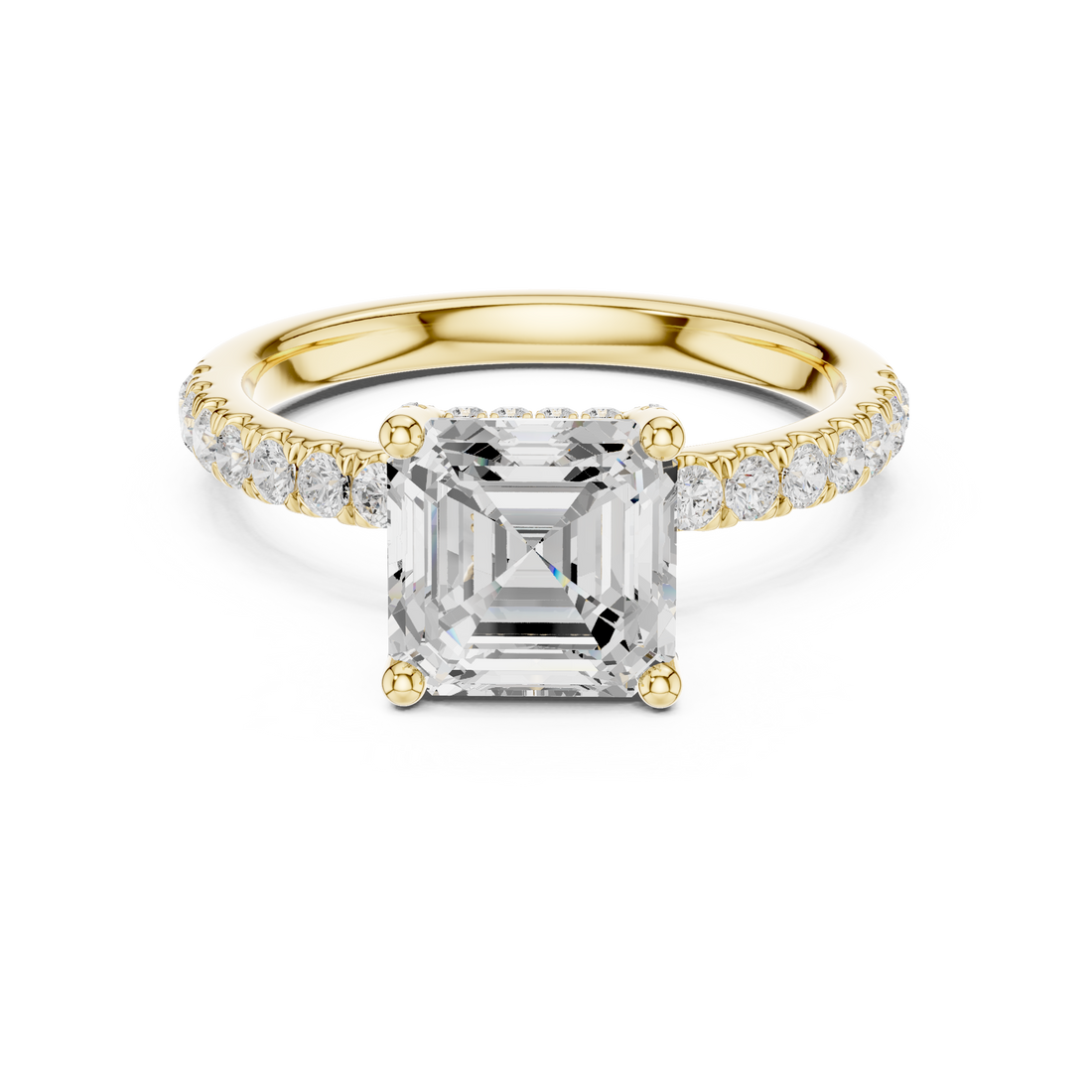 High-End Hidden Halo Diamond Ring with Elegant Pavé Setting