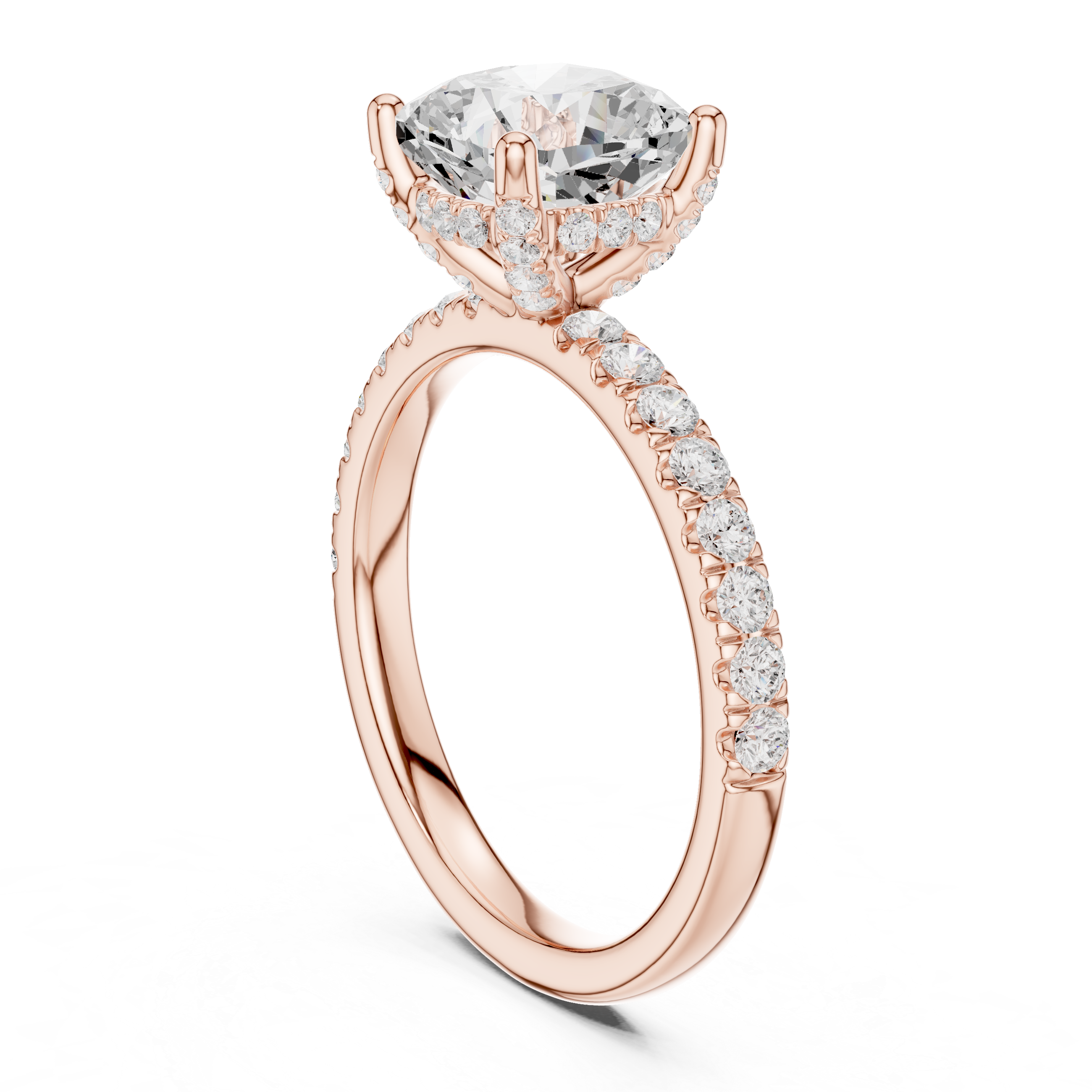 Premium White Gold Engagement Ring with Hidden Halo Design