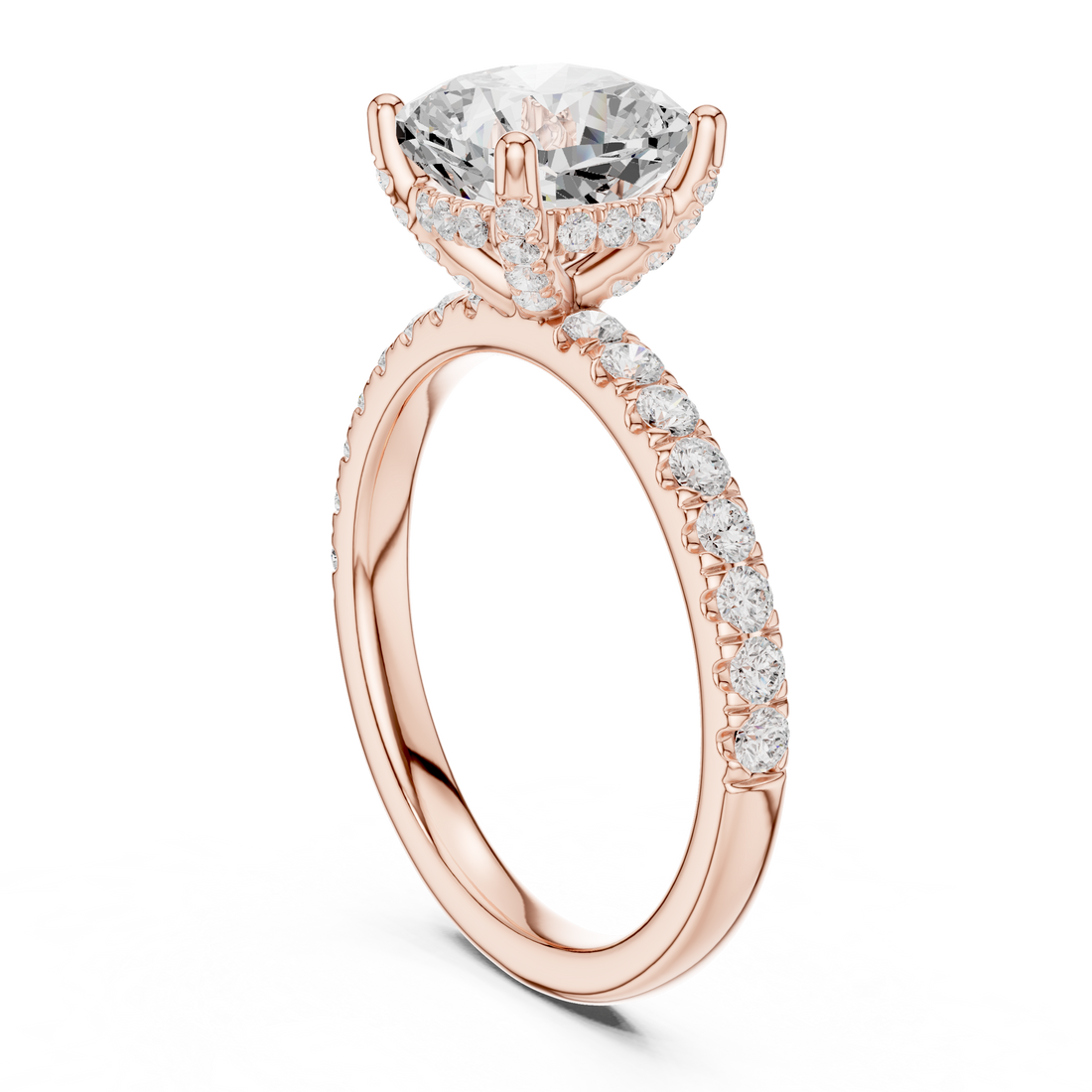 Premium White Gold Engagement Ring with Hidden Halo Design
