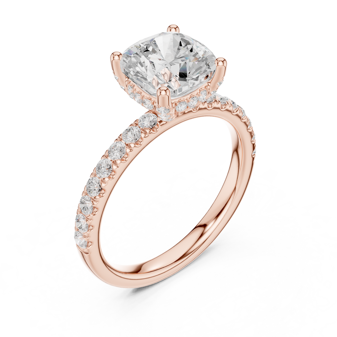 Premium White Gold Engagement Ring with Hidden Halo Design