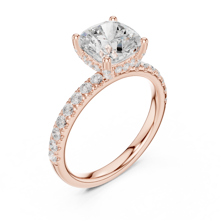 Premium White Gold Engagement Ring with Hidden Halo Design