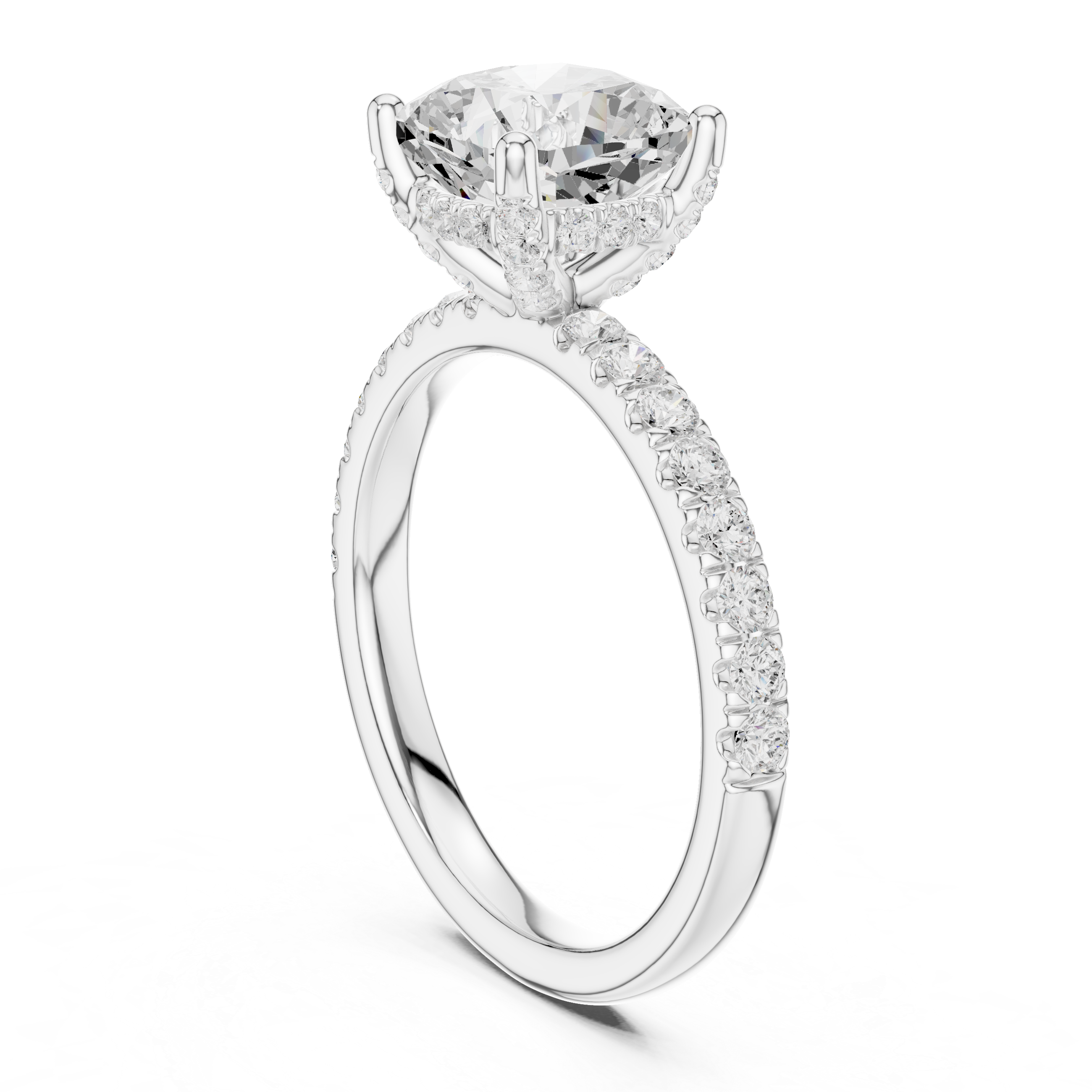 Premium White Gold Engagement Ring with Hidden Halo Design