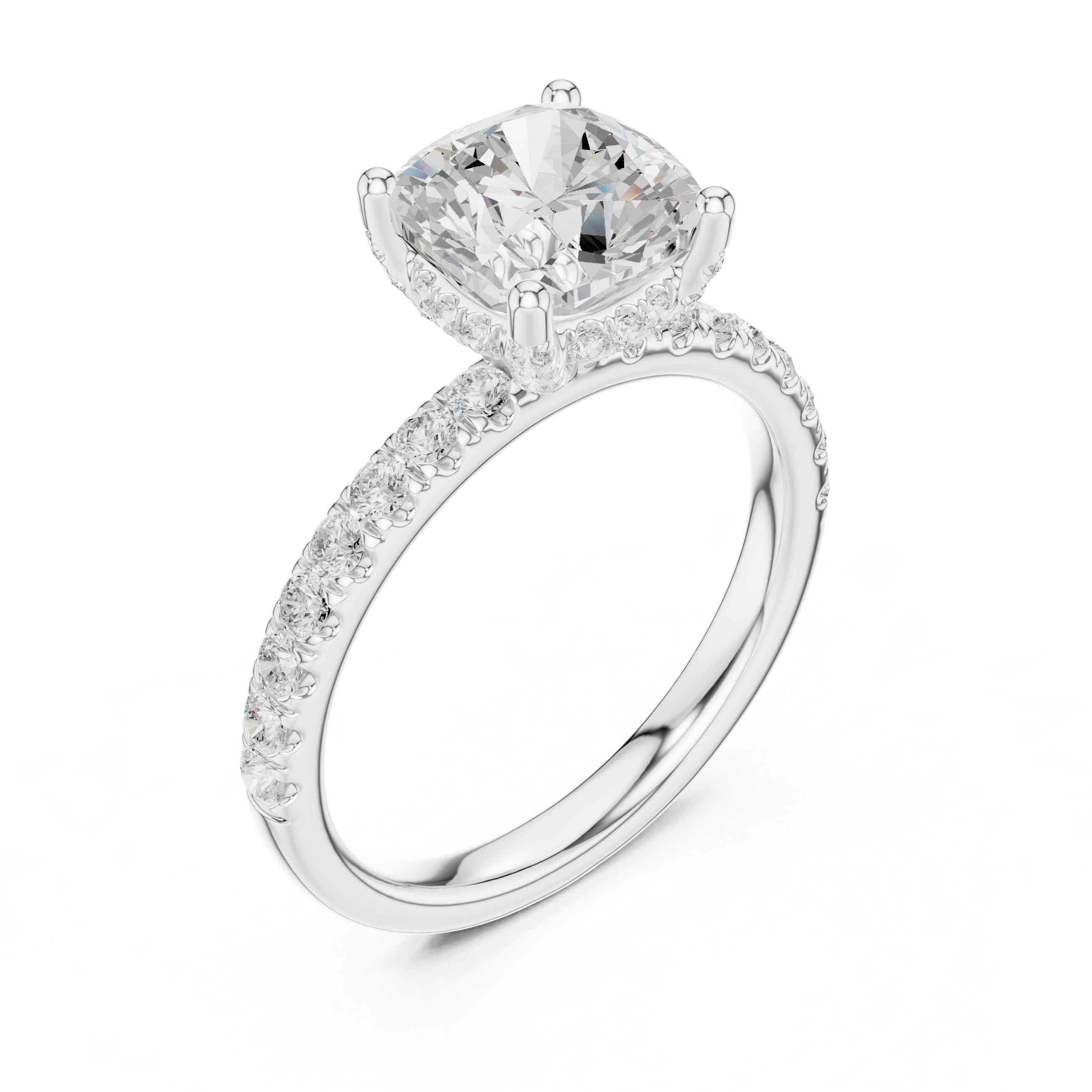 Premium White Gold Engagement Ring with Hidden Halo Design