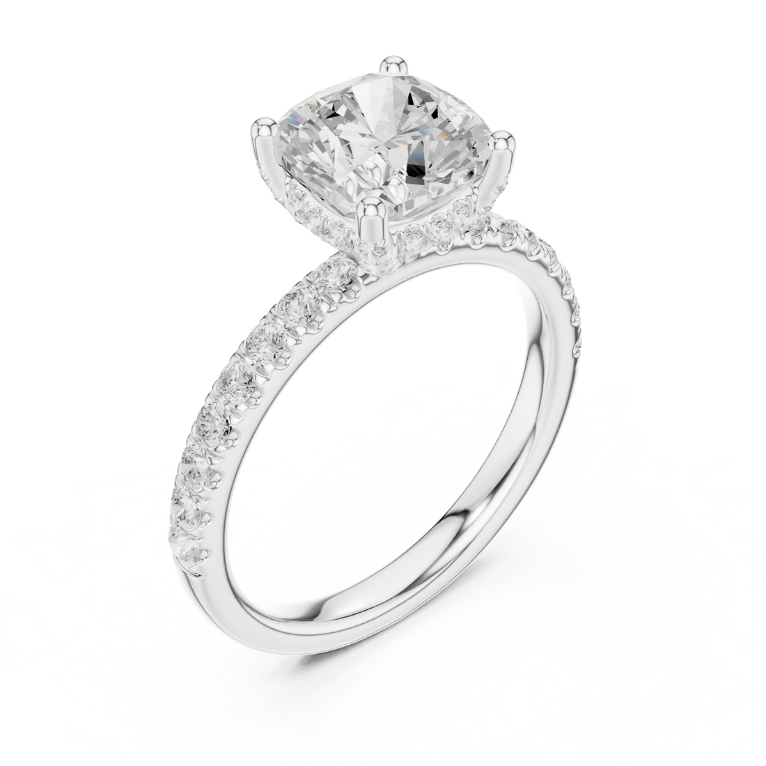 Premium White Gold Engagement Ring with Hidden Halo Design