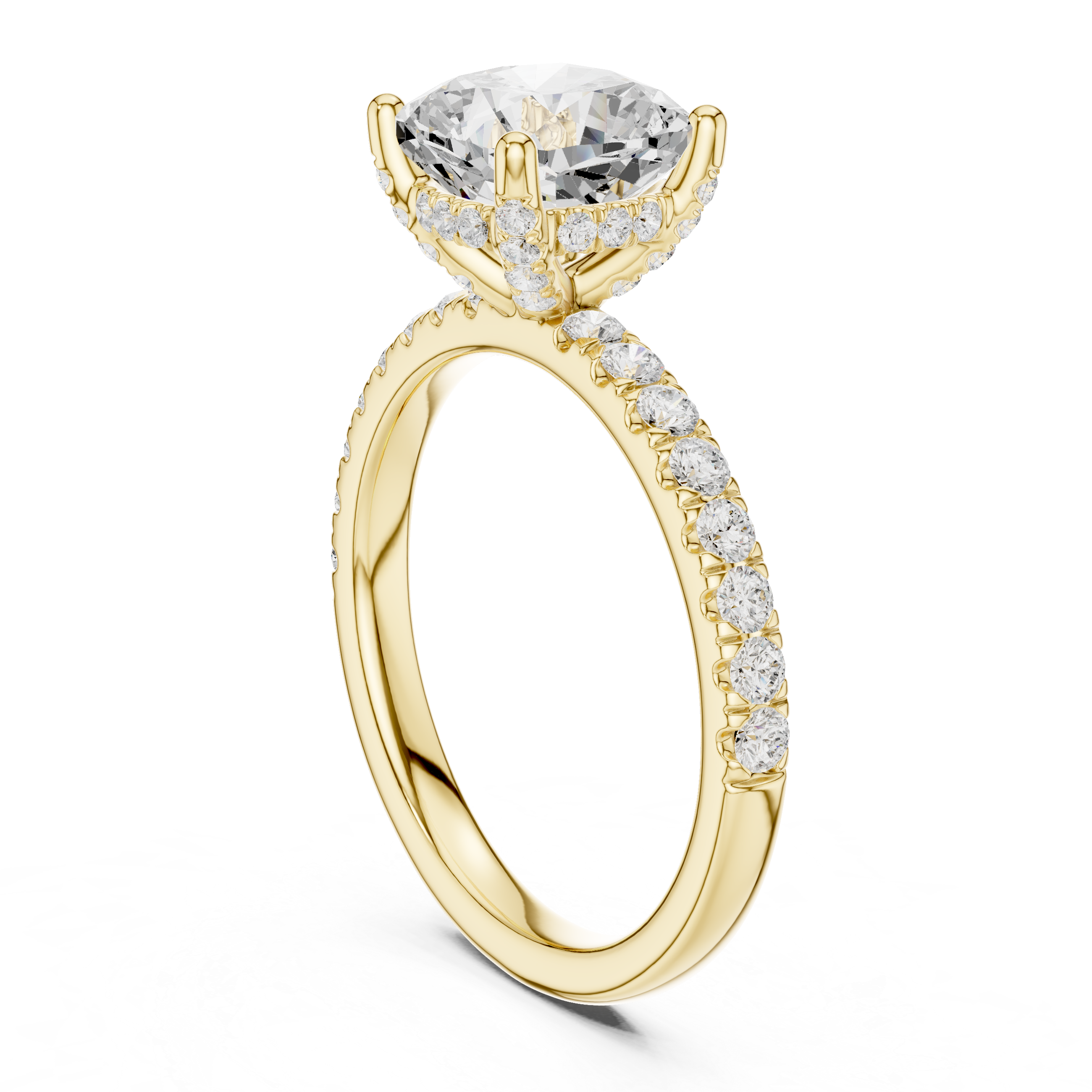 Premium White Gold Engagement Ring with Hidden Halo Design