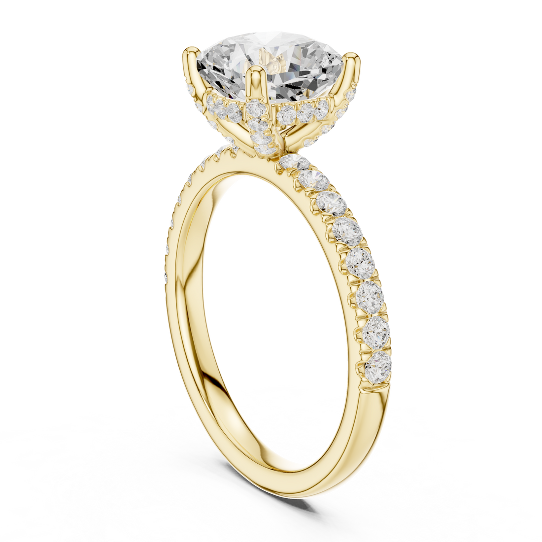Premium White Gold Engagement Ring with Hidden Halo Design