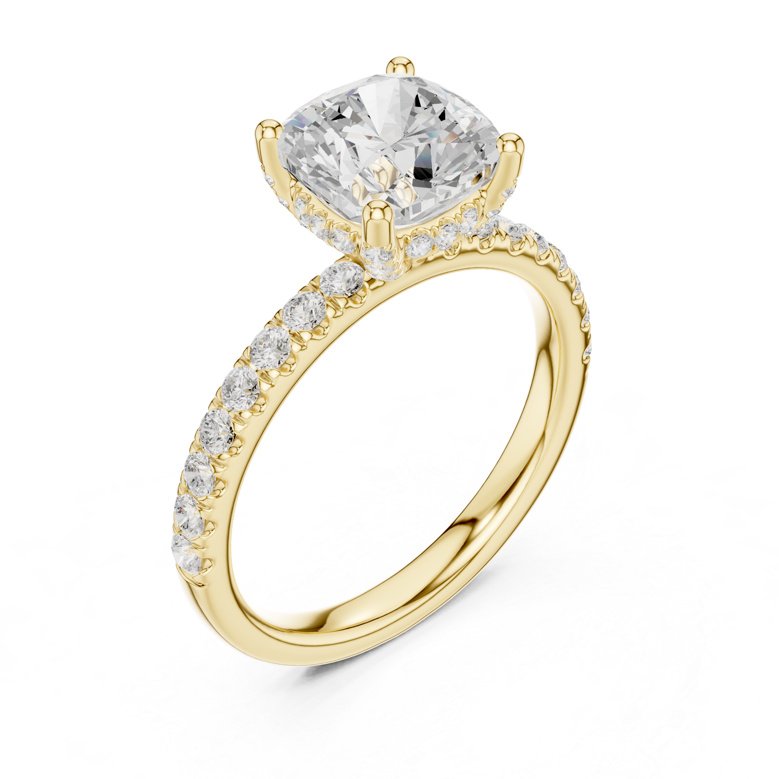 Premium White Gold Engagement Ring with Hidden Halo Design
