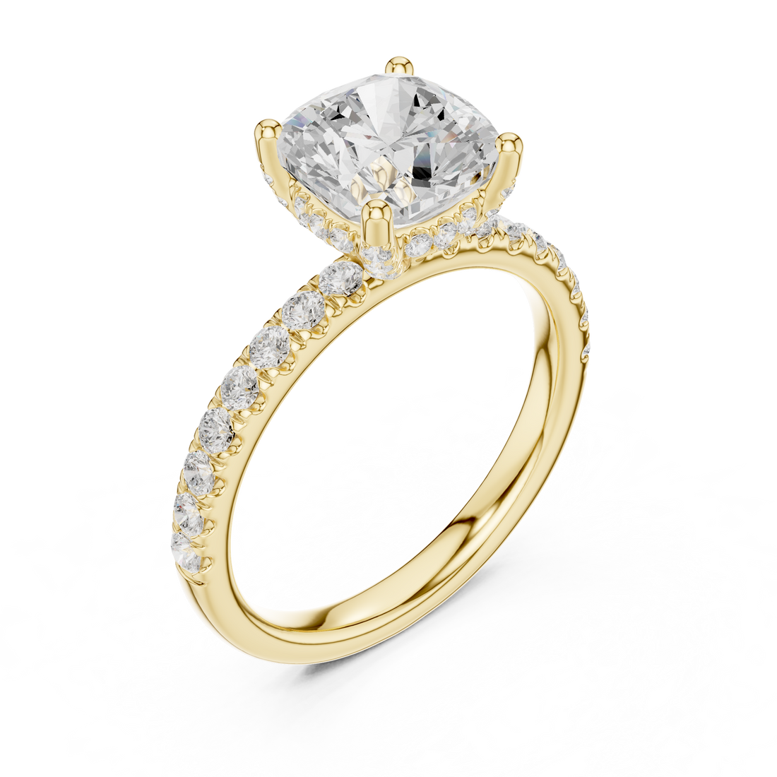 Premium White Gold Engagement Ring with Hidden Halo Design