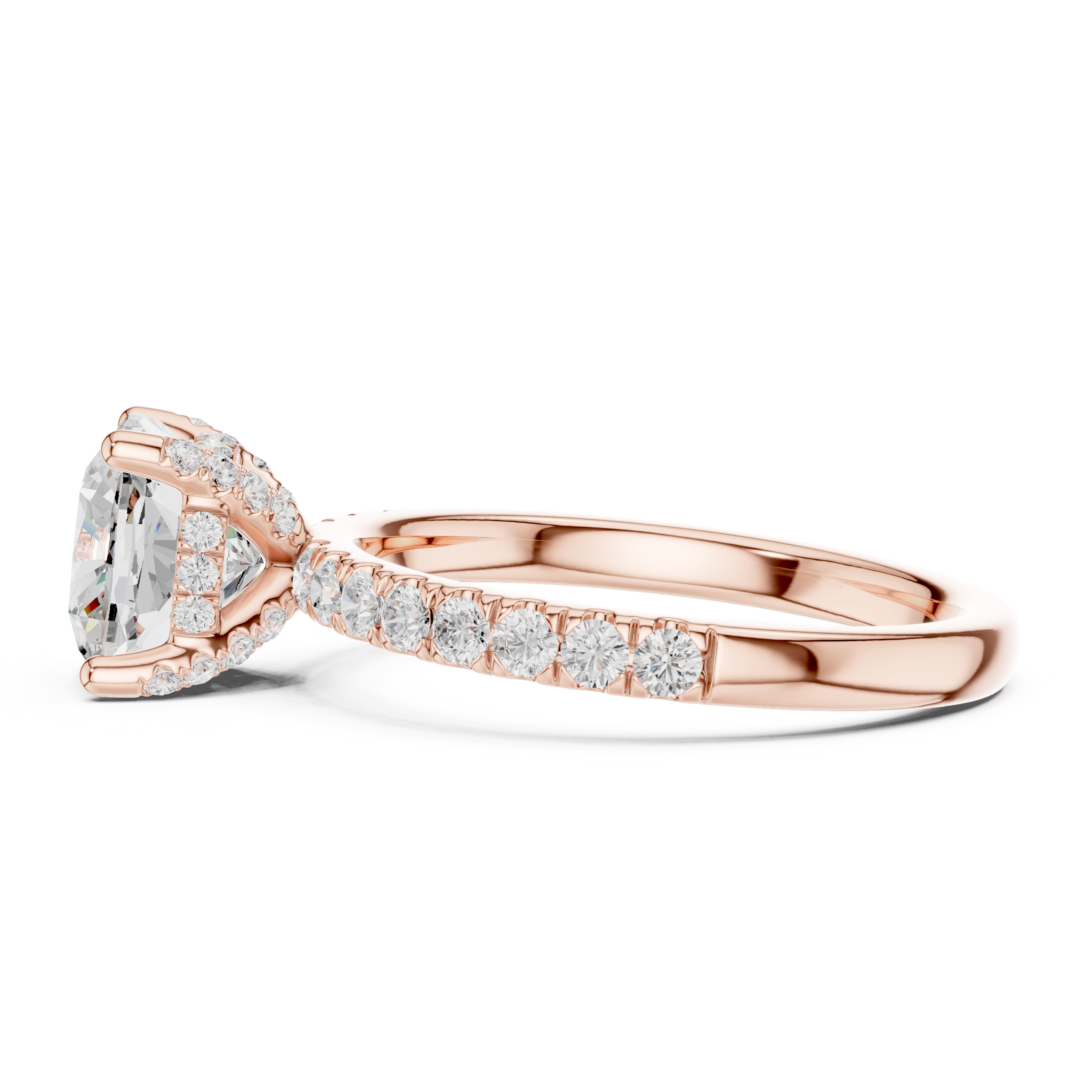 Premium White Gold Engagement Ring with Hidden Halo Design