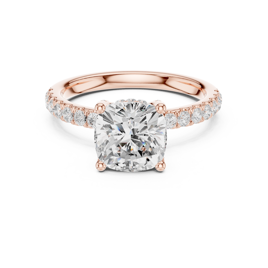Premium White Gold Engagement Ring with Hidden Halo Design