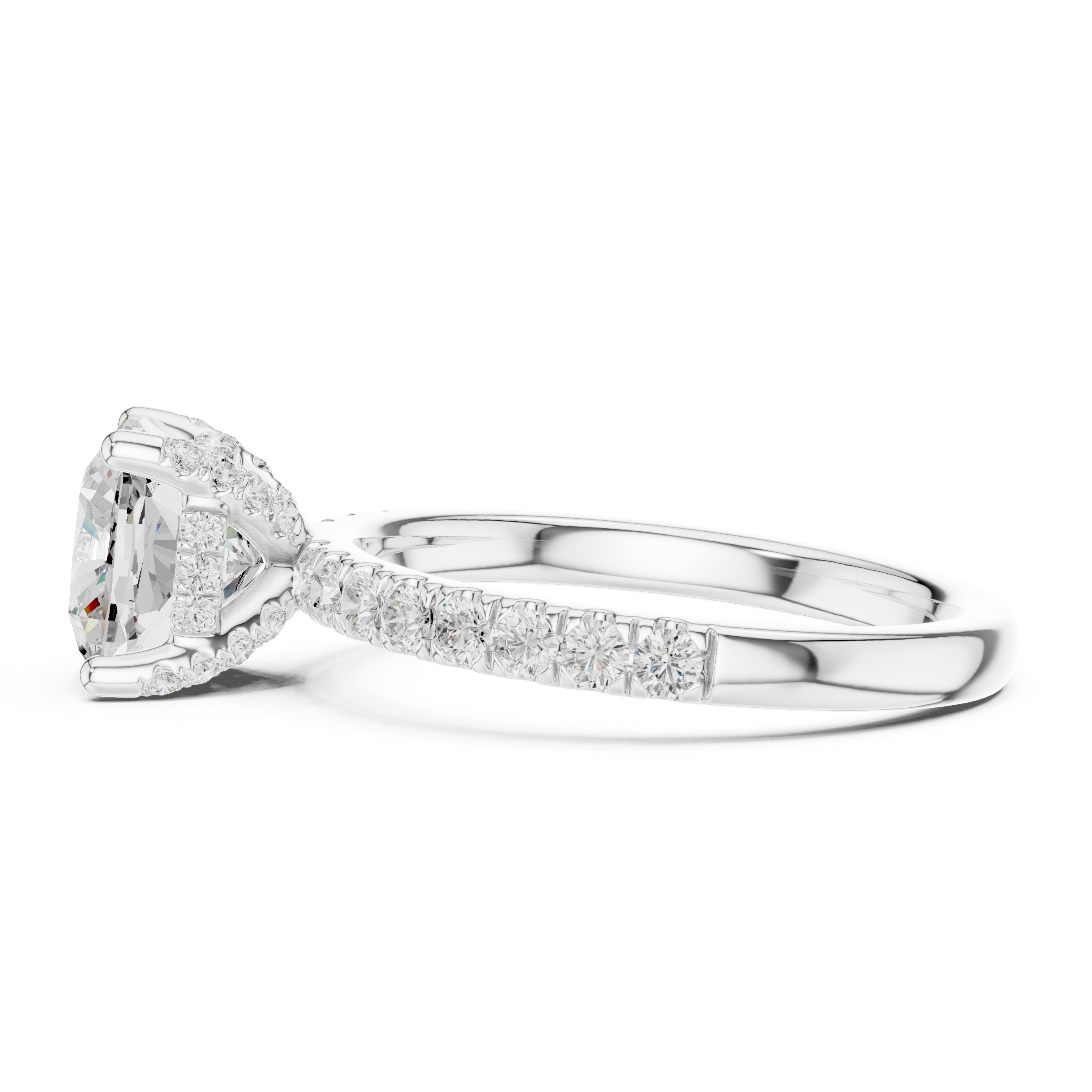 Premium White Gold Engagement Ring with Hidden Halo Design