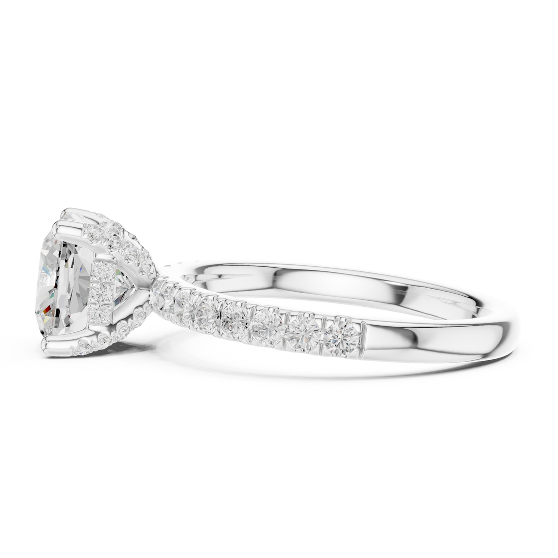 Premium White Gold Engagement Ring with Hidden Halo Design