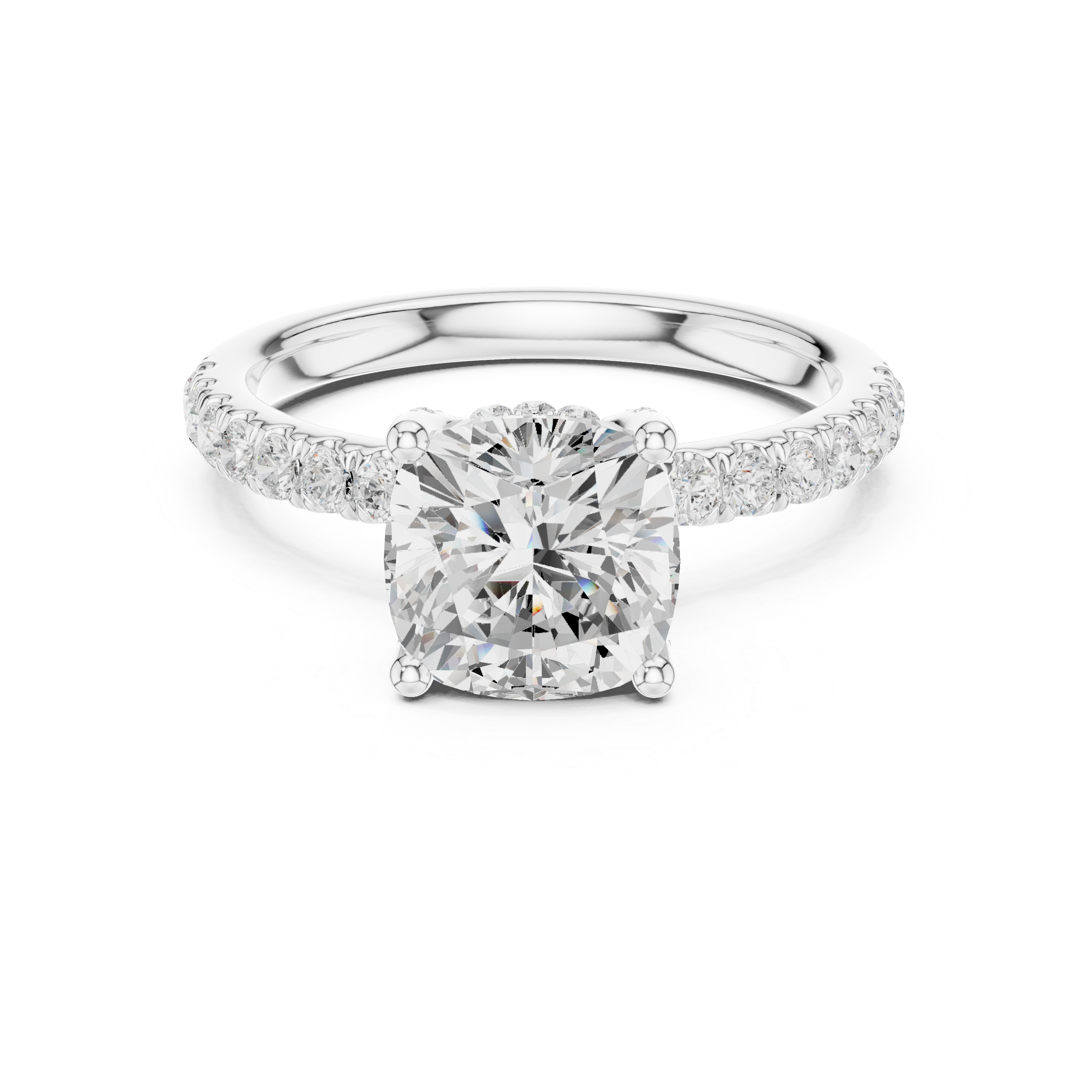 Premium White Gold Engagement Ring with Hidden Halo Design