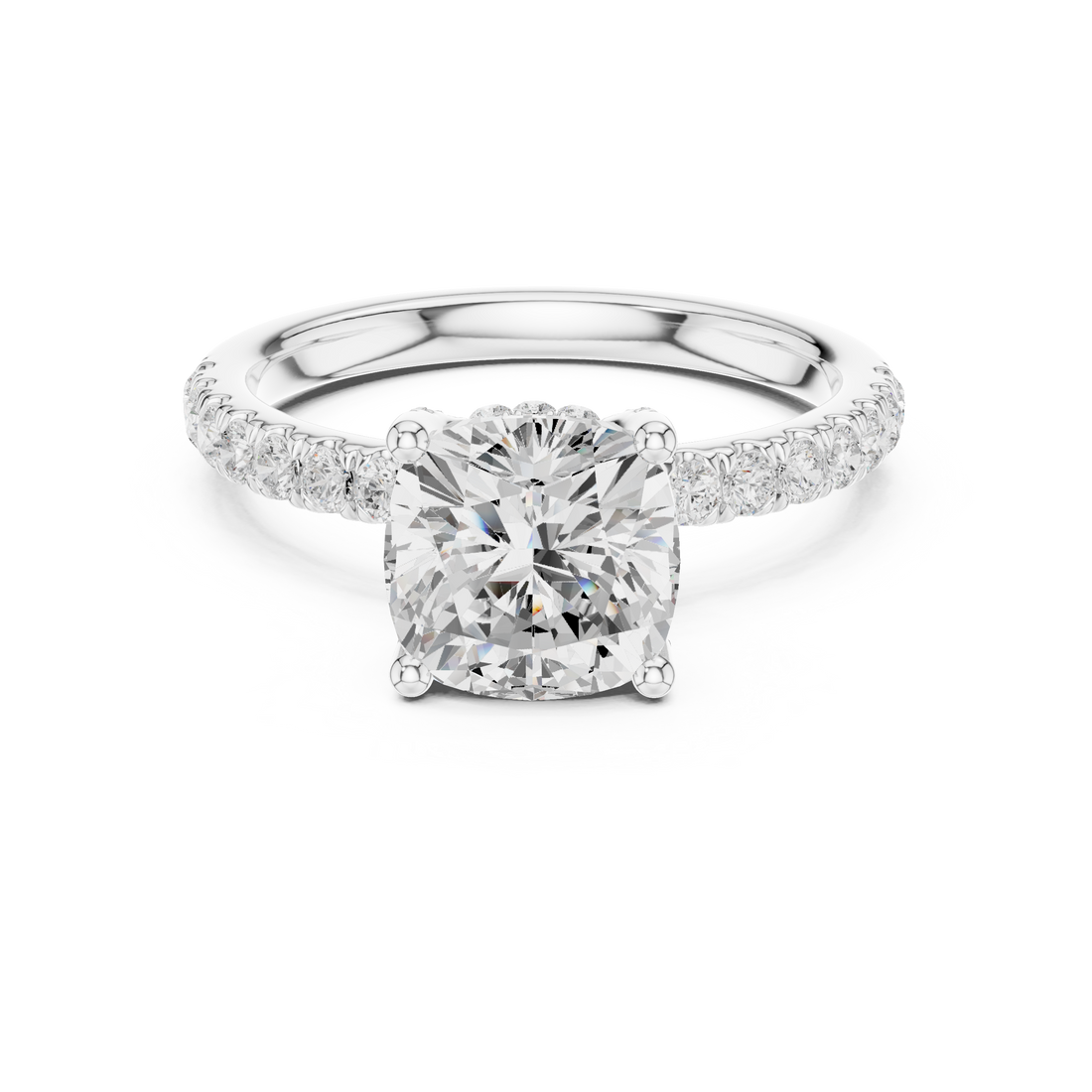 Premium White Gold Engagement Ring with Hidden Halo Design