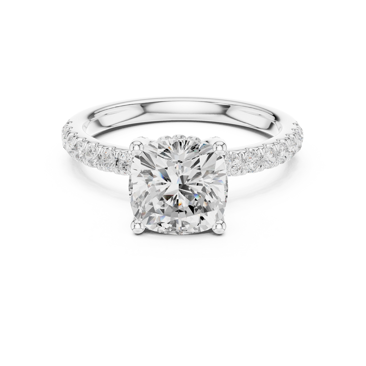 Premium White Gold Engagement Ring with Hidden Halo Design