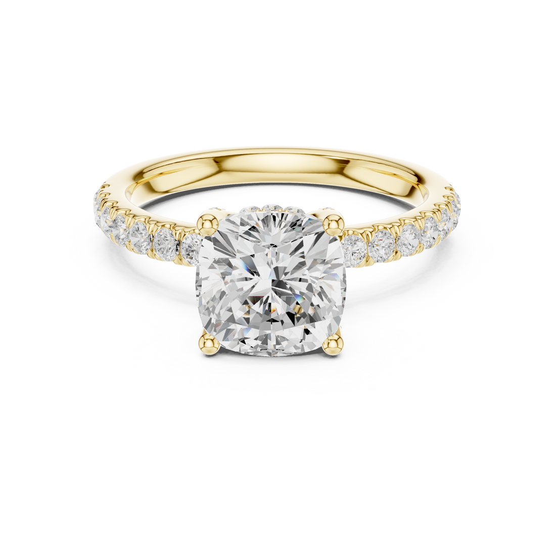 Premium White Gold Engagement Ring with Hidden Halo Design