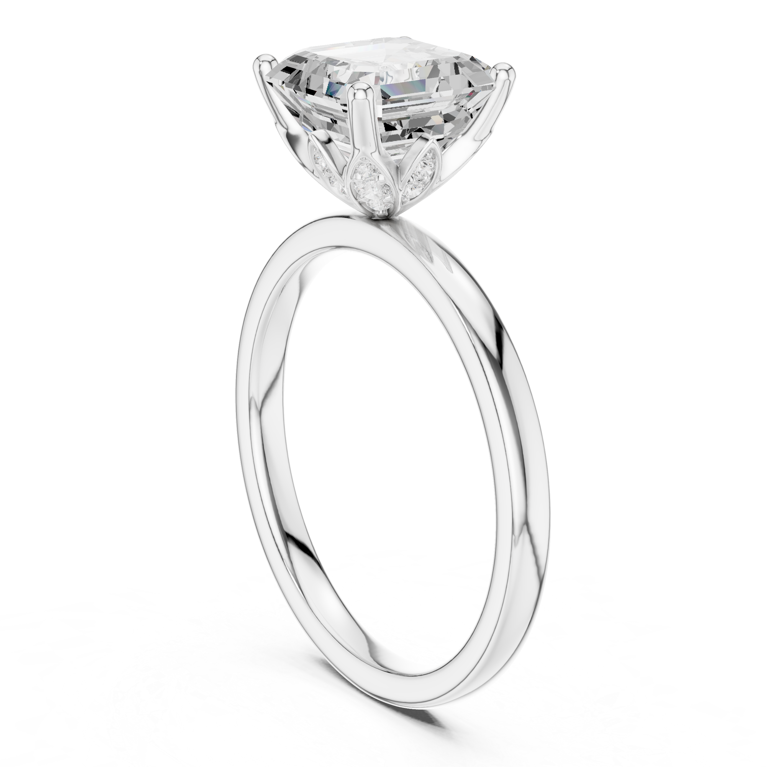 Asscher Cut Solitaire Diamond Ring, Rose Gold Engagement Ring, Elegant Prong Setting, Minimalist Bridal Ring