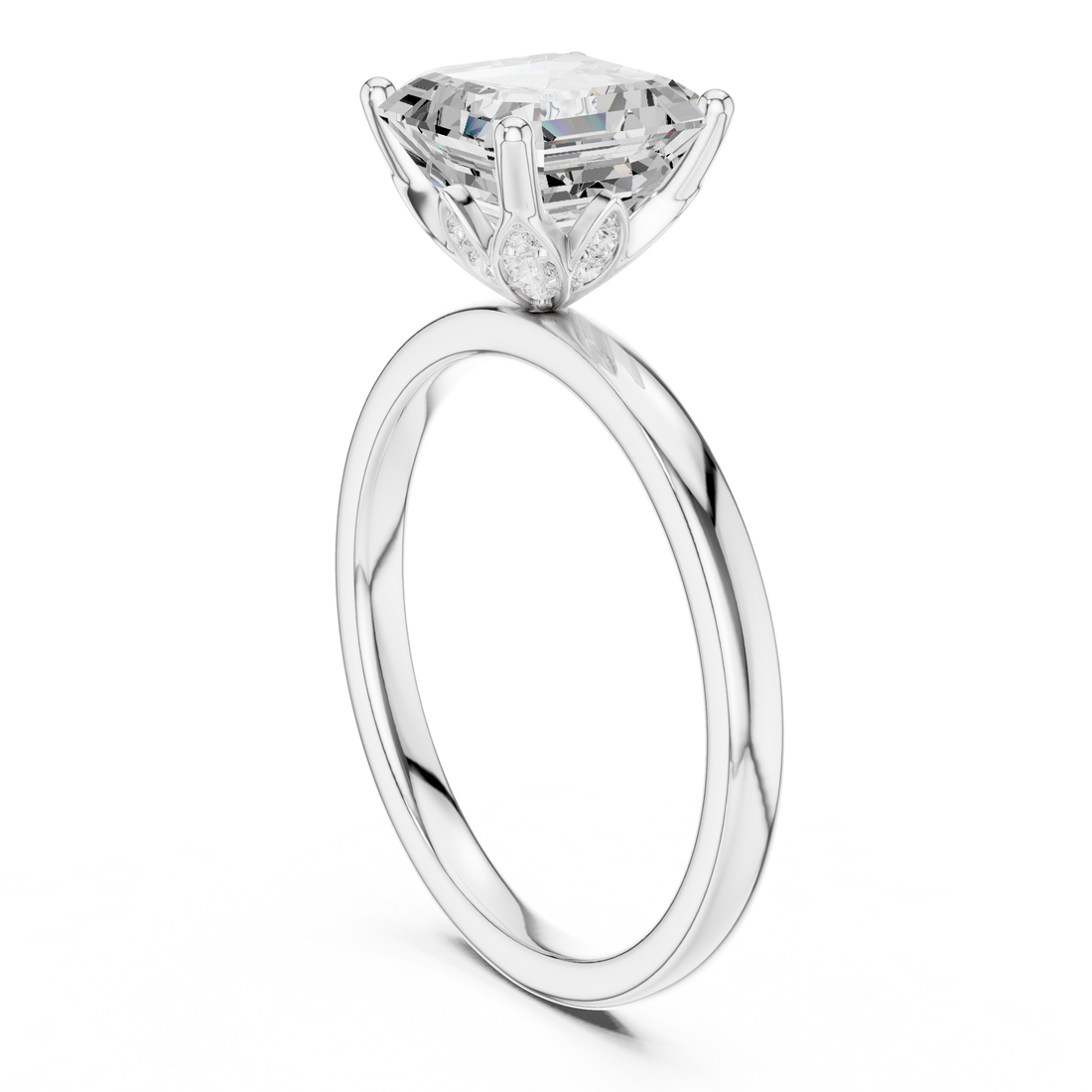 Asscher Cut Solitaire Diamond Ring, Rose Gold Engagement Ring, Elegant Prong Setting, Minimalist Bridal Ring