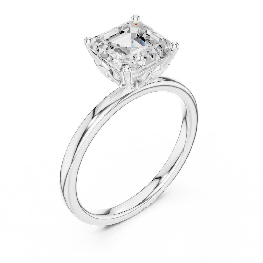 Asscher Cut Solitaire Diamond Ring, Rose Gold Engagement Ring, Elegant Prong Setting, Minimalist Bridal Ring