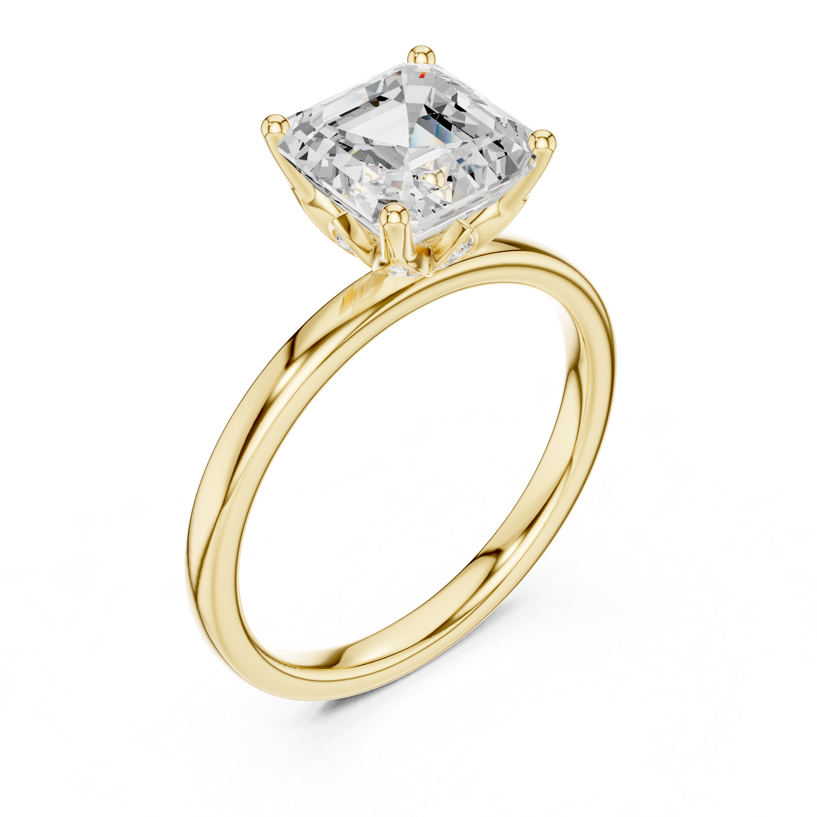 Asscher Cut Solitaire Diamond Ring, Rose Gold Engagement Ring, Elegant Prong Setting, Minimalist Bridal Ring