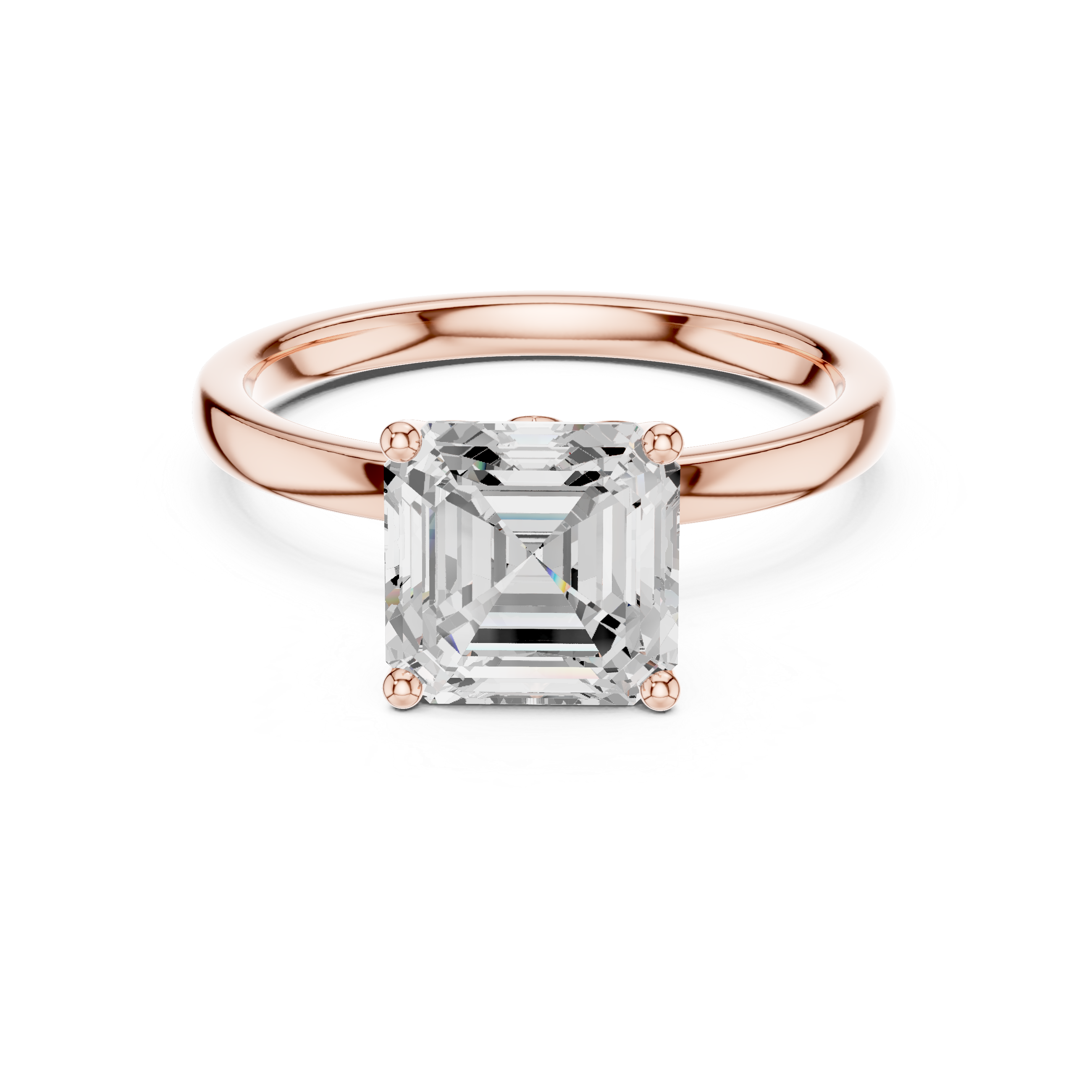 Asscher Cut Solitaire Diamond Ring, Rose Gold Engagement Ring, Elegant Prong Setting, Minimalist Bridal Ring