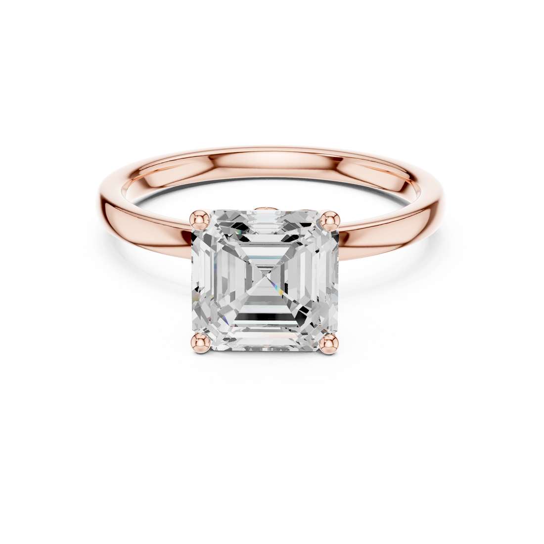 Asscher Cut Solitaire Diamond Ring, Rose Gold Engagement Ring, Elegant Prong Setting, Minimalist Bridal Ring