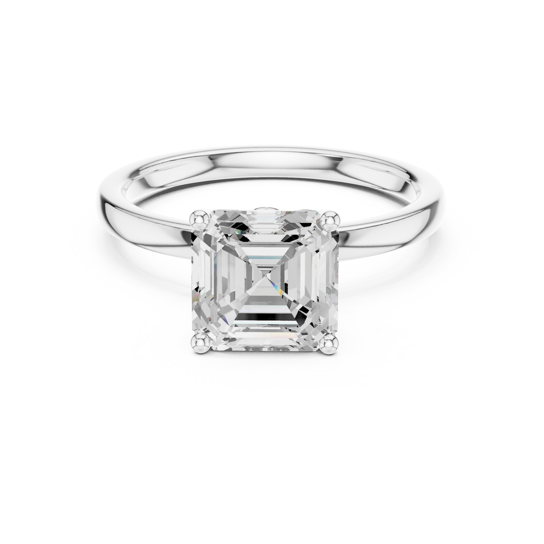 Asscher Cut Solitaire Diamond Ring, Rose Gold Engagement Ring, Elegant Prong Setting, Minimalist Bridal Ring