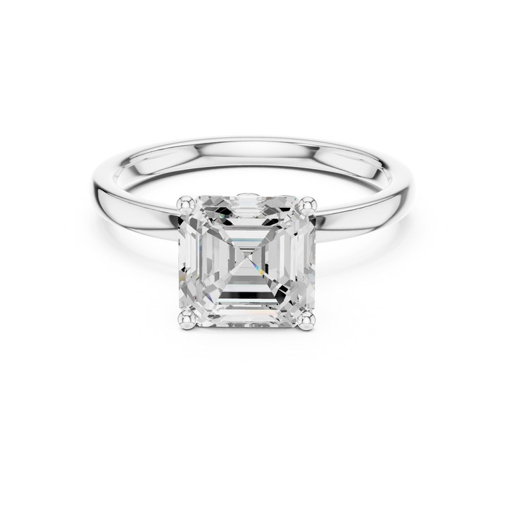 Asscher Cut Solitaire Diamond Ring, Rose Gold Engagement Ring, Elegant Prong Setting, Minimalist Bridal Ring