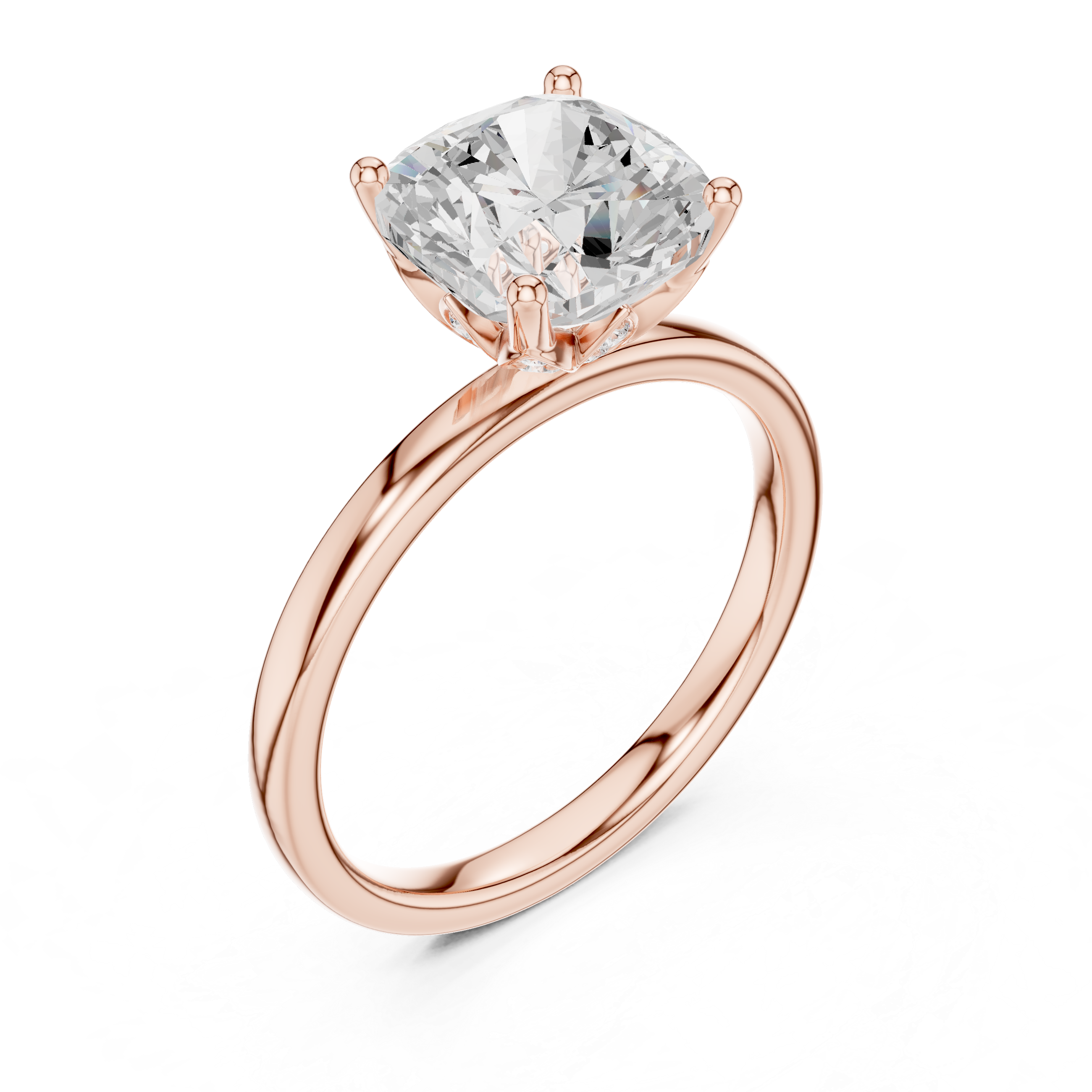 Elegant Cushion Cut Diamond Ring, Minimal Engagement Ring for Women