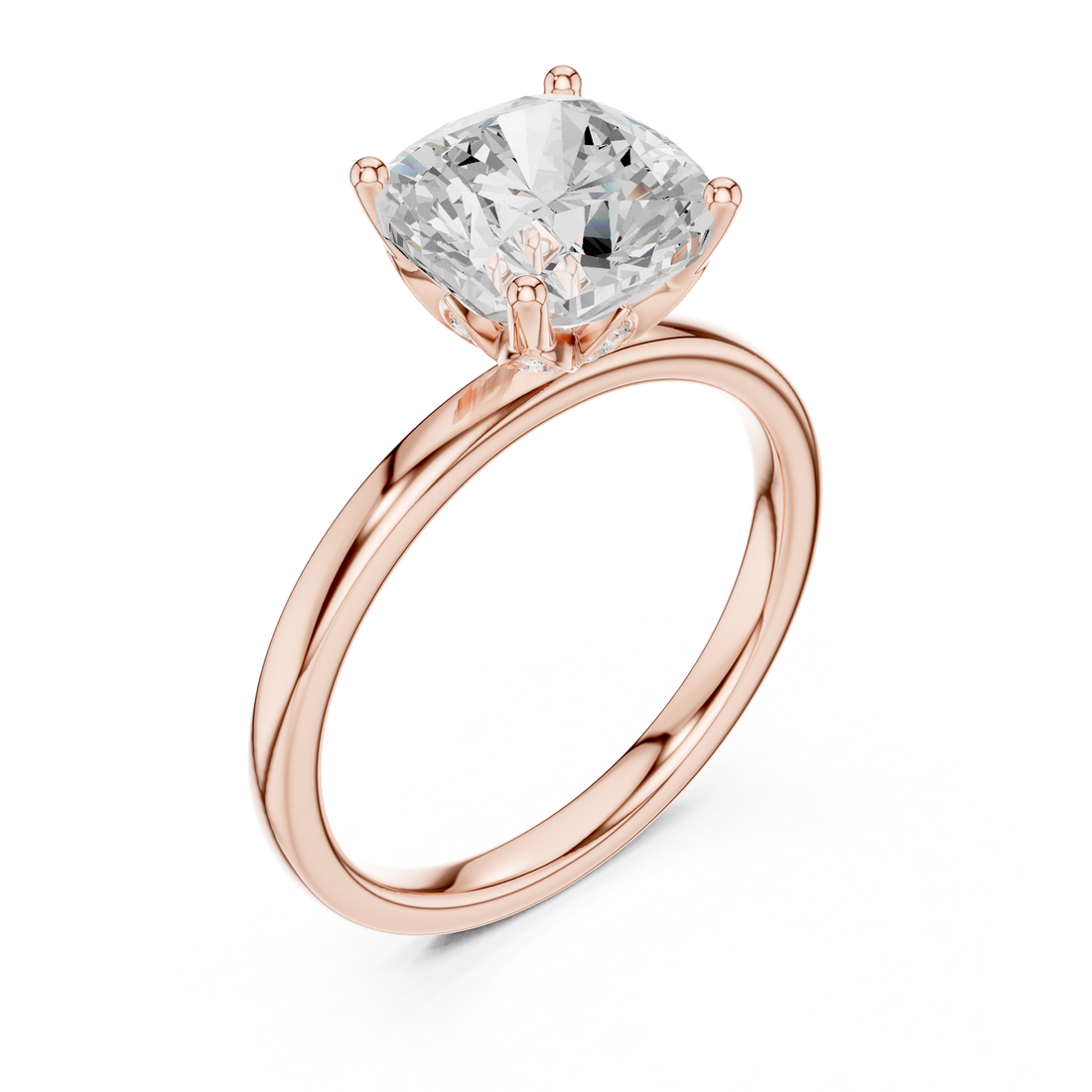 Elegant Cushion Cut Diamond Ring, Minimal Engagement Ring for Women