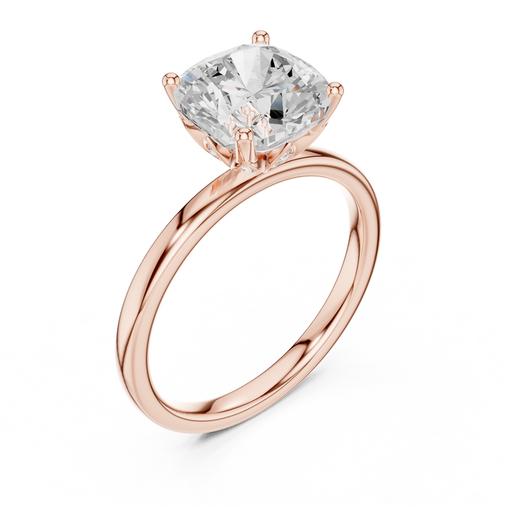Elegant Cushion Cut Diamond Ring, Minimal Engagement Ring for Women
