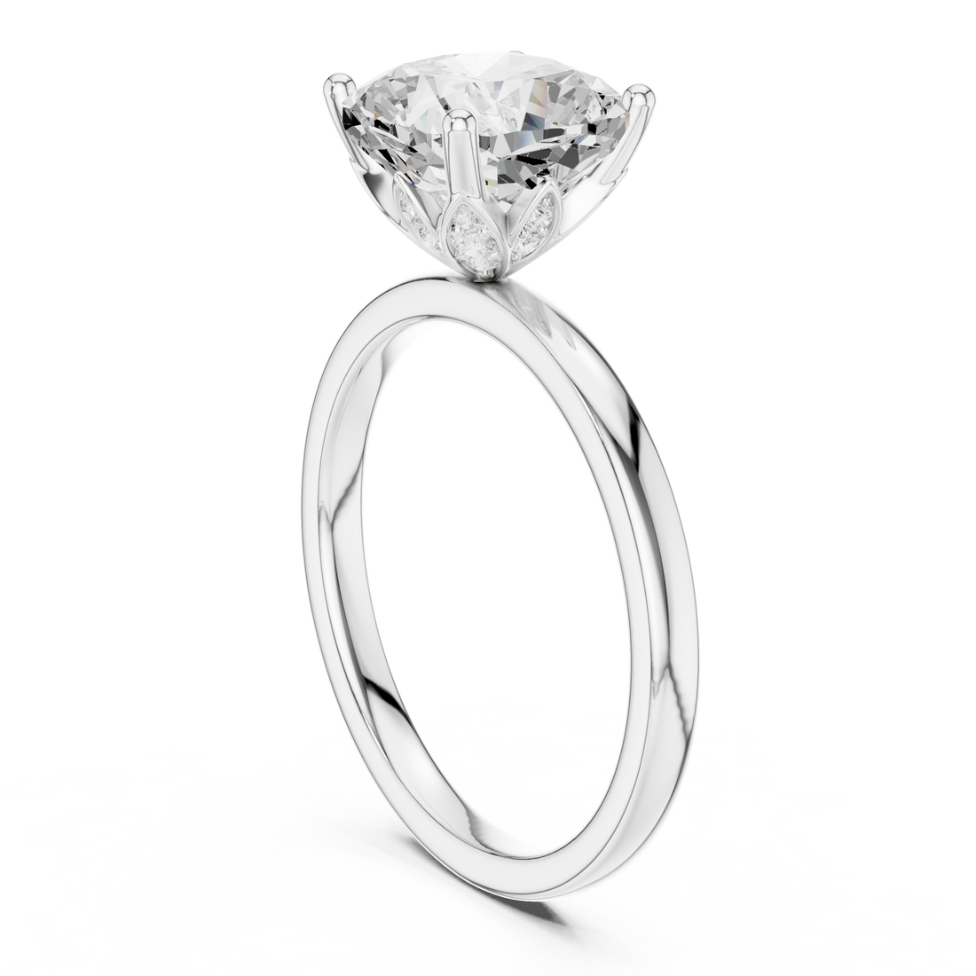 Elegant Cushion Cut Diamond Ring, Minimal Engagement Ring for Women