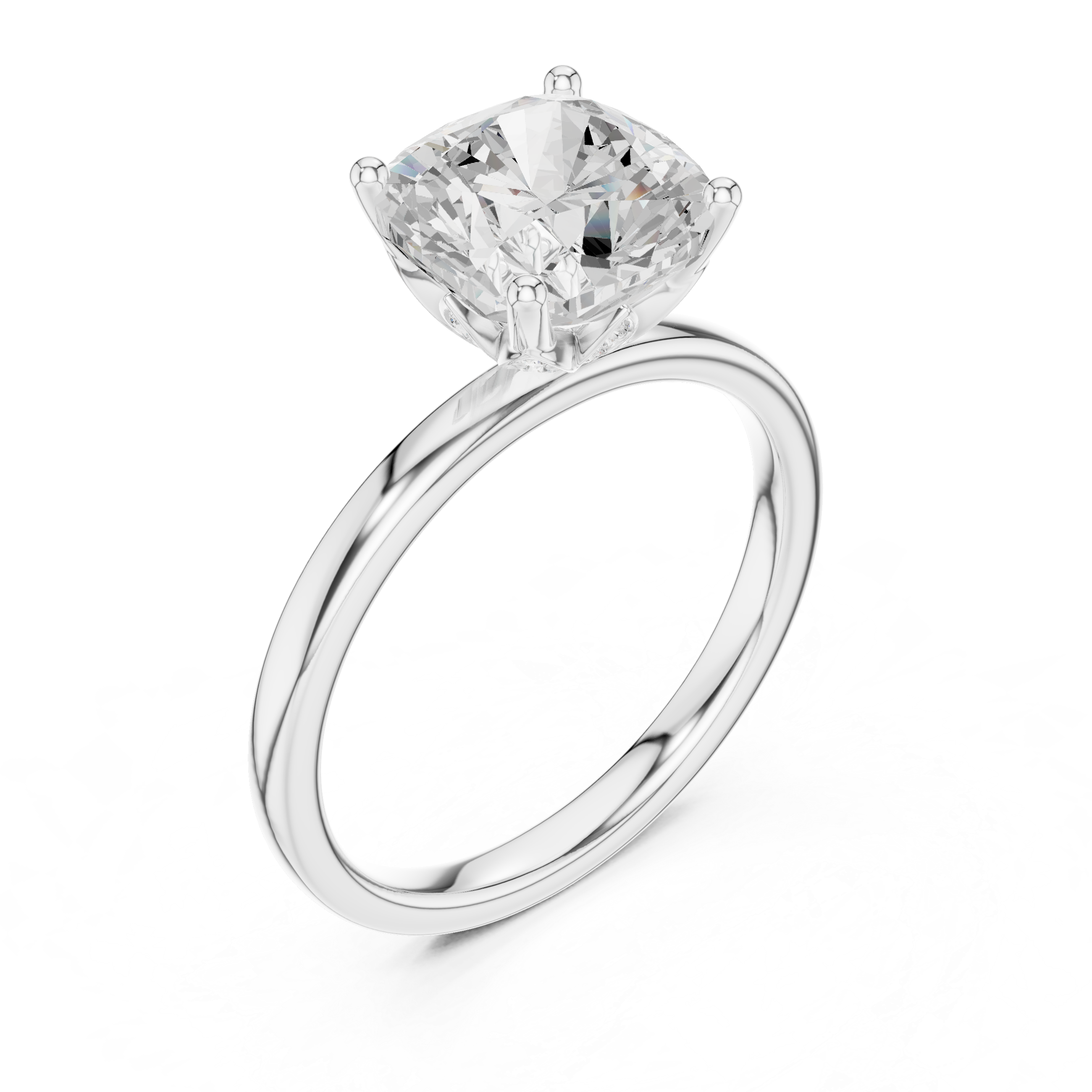 Elegant Cushion Cut Diamond Ring, Minimal Engagement Ring for Women