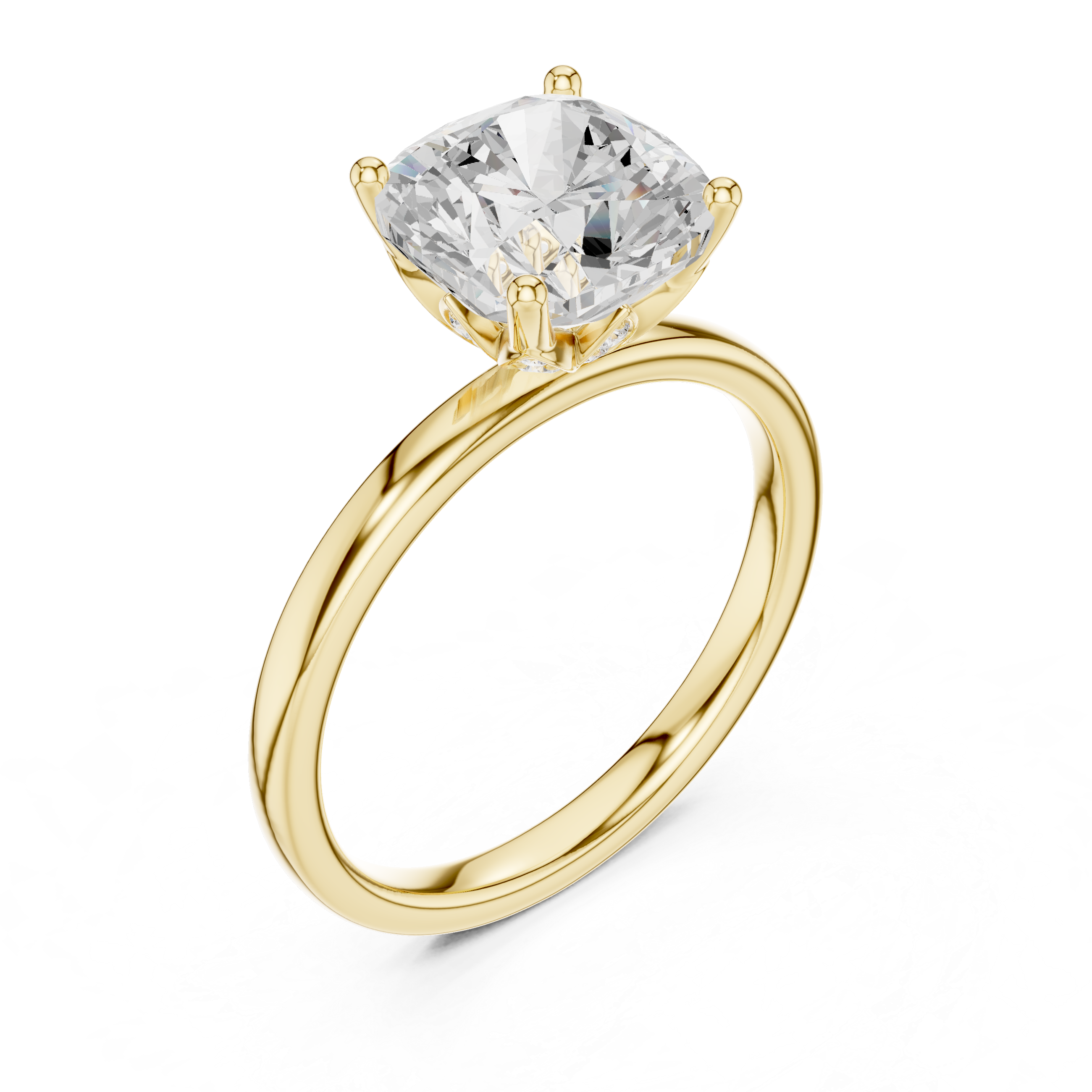 Elegant Cushion Cut Diamond Ring, Minimal Engagement Ring for Women