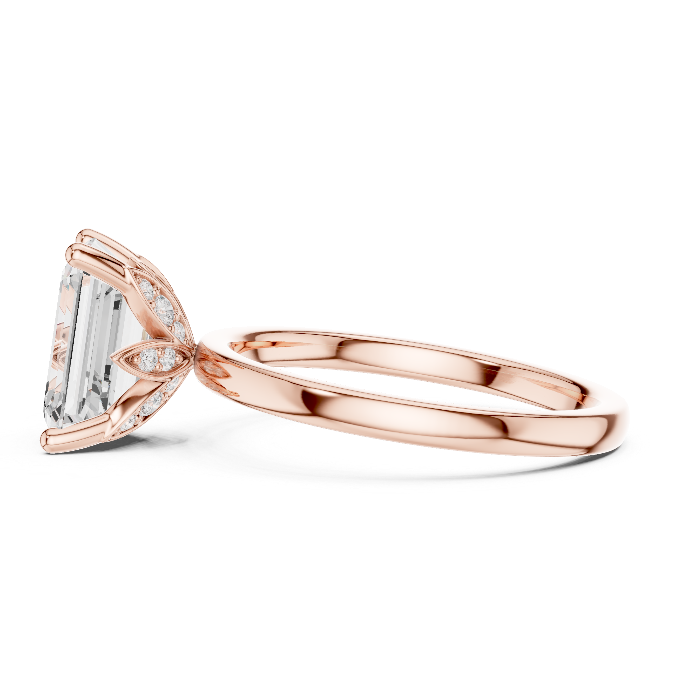 Sleek Modern Bridal Jewelry, Luxury Emerald Diamond Solitaire Ring, Gold Engagement Ring
