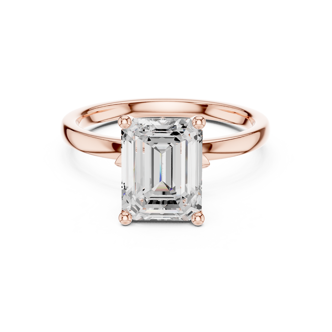 Sleek Modern Bridal Jewelry, Luxury Emerald Diamond Solitaire Ring, Gold Engagement Ring