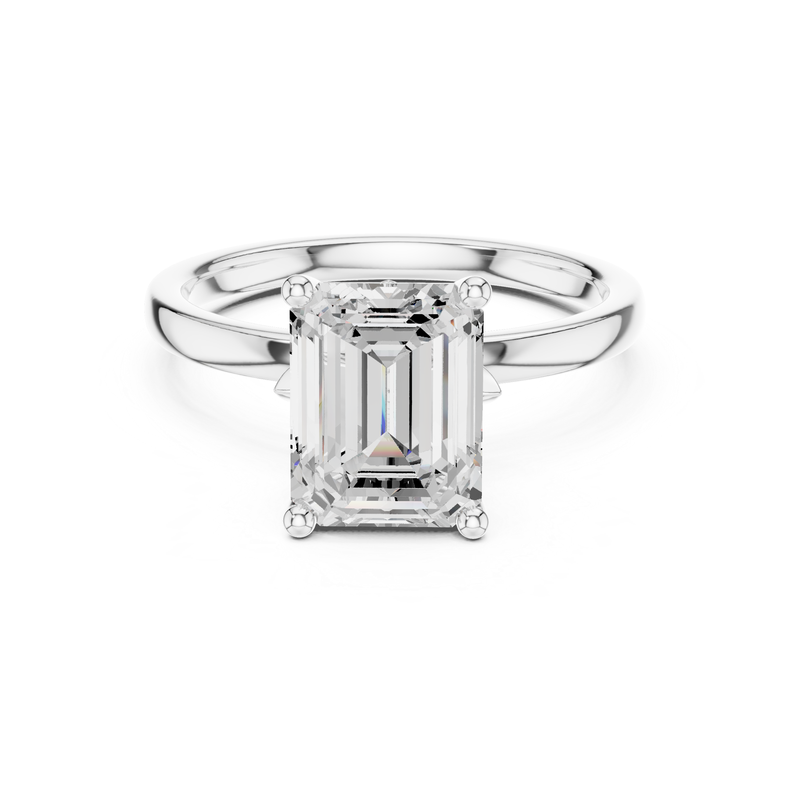 Sleek Modern Bridal Jewelry, Luxury Emerald Diamond Solitaire Ring, Gold Engagement Ring