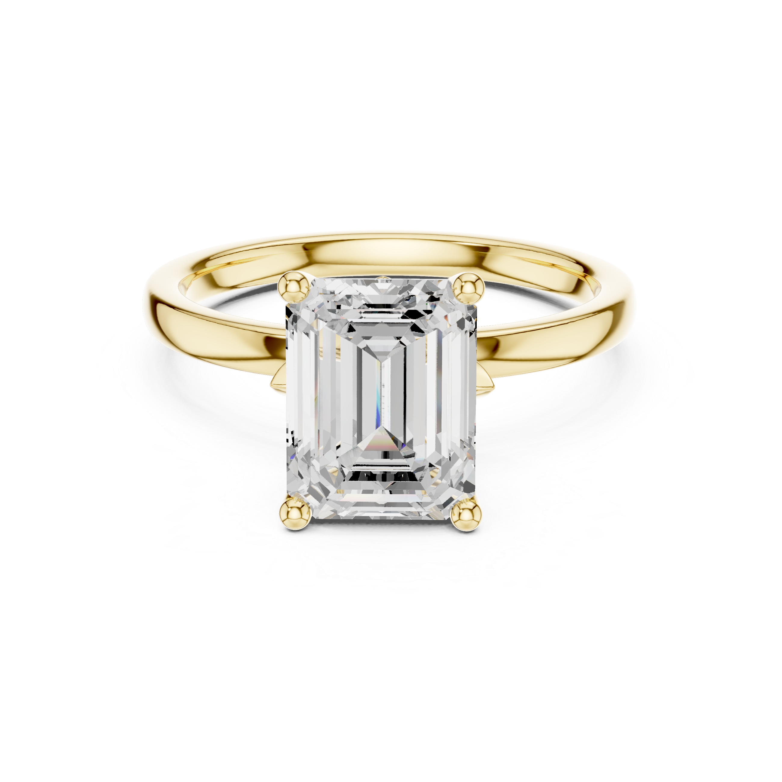 Sleek Modern Bridal Jewelry, Luxury Emerald Diamond Solitaire Ring, Gold Engagement Ring