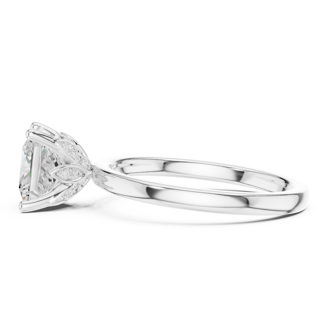 Minimalist Diamond Solitaire Ring, Princess Cut White Gold Engagement Ring, Simple Elegant Promise Ring