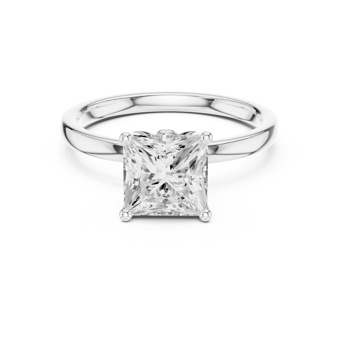 Minimalist Diamond Solitaire Ring, Princess Cut White Gold Engagement Ring, Simple Elegant Promise Ring