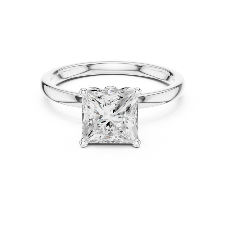Minimalist Diamond Solitaire Ring, Princess Cut White Gold Engagement Ring, Simple Elegant Promise Ring