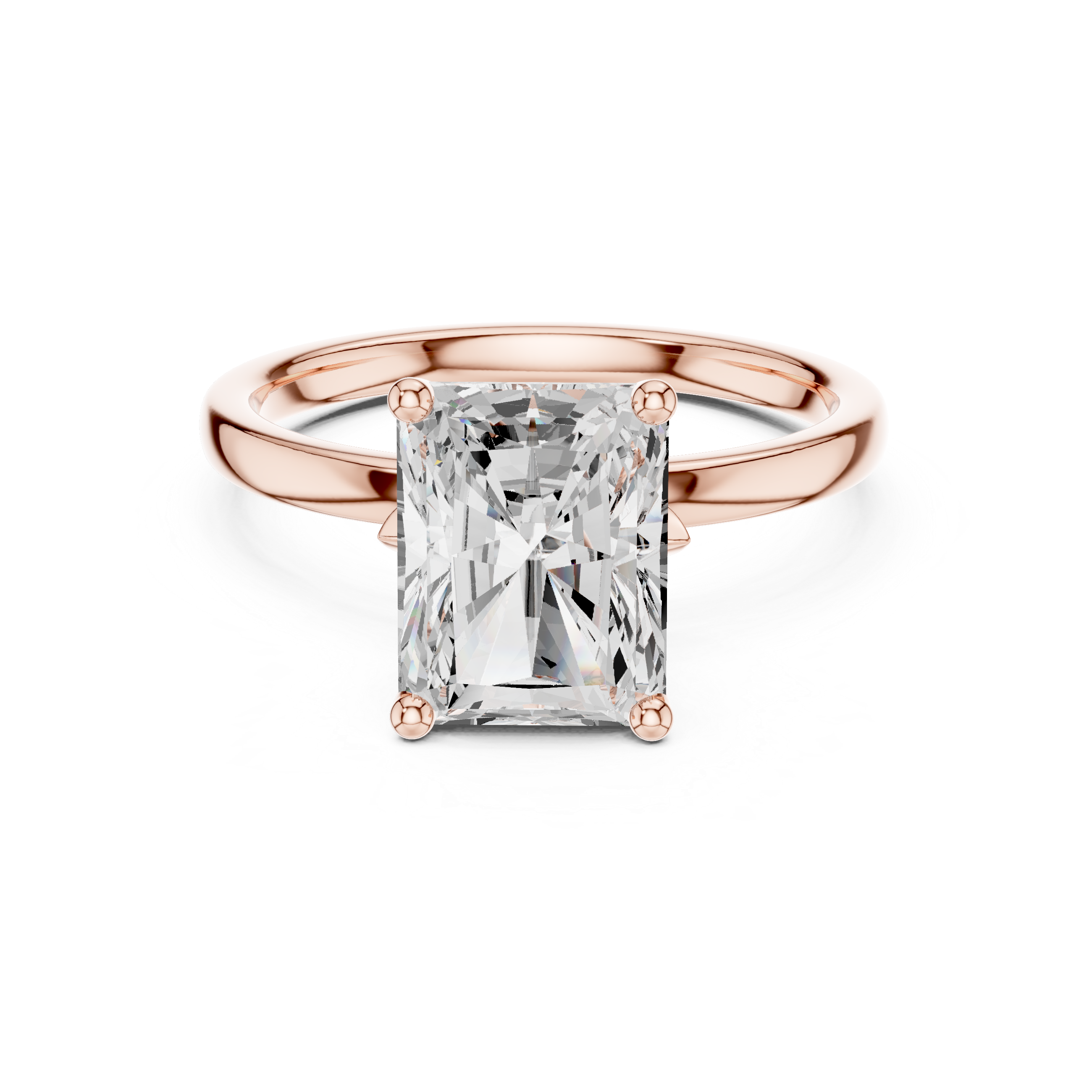 Simple Solitaire Diamond Ring, Radiant Cut White Gold Engagement Ring, Minimalist Promise Ring Gift