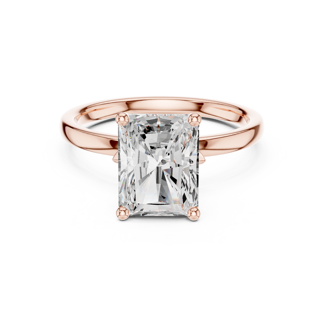 Simple Solitaire Diamond Ring, Radiant Cut White Gold Engagement Ring, Minimalist Promise Ring Gift